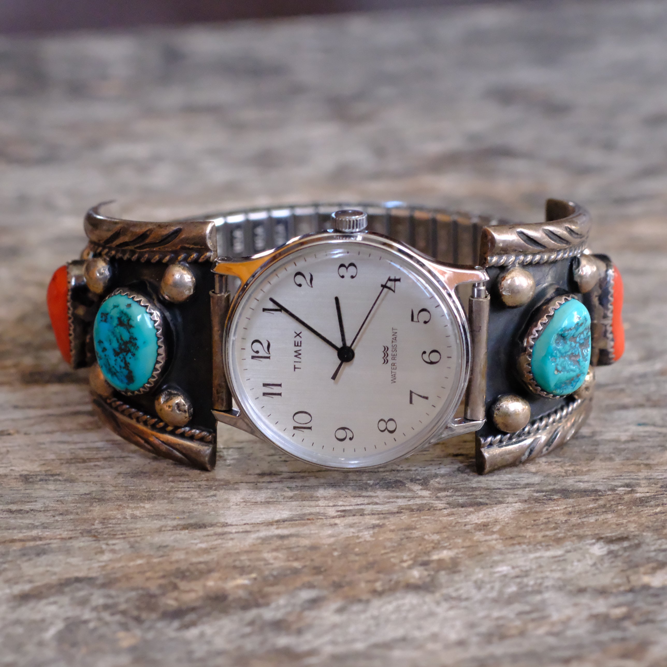 Vintage Sterling Turquoise and Coral Watch