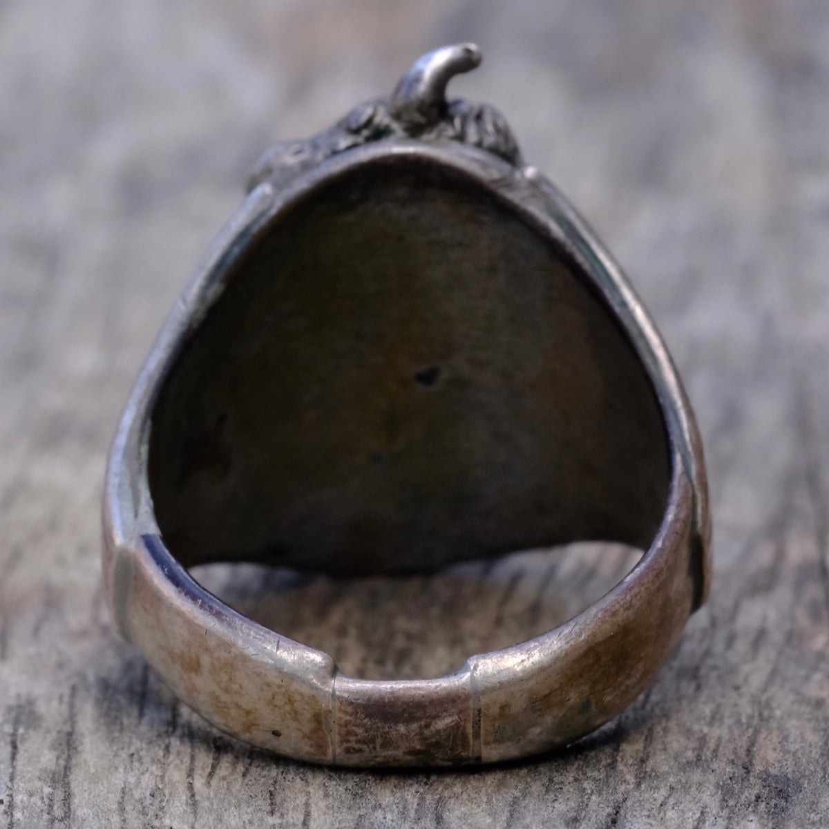 Vintage Sterling Turquoise and Coral Buffalo Ring 13.25