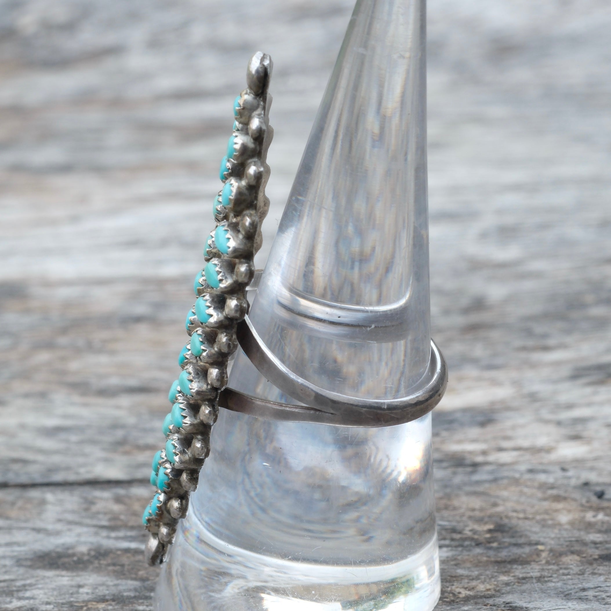 Huge Vintage Sterling Turquoise Cluster Ring 7.25