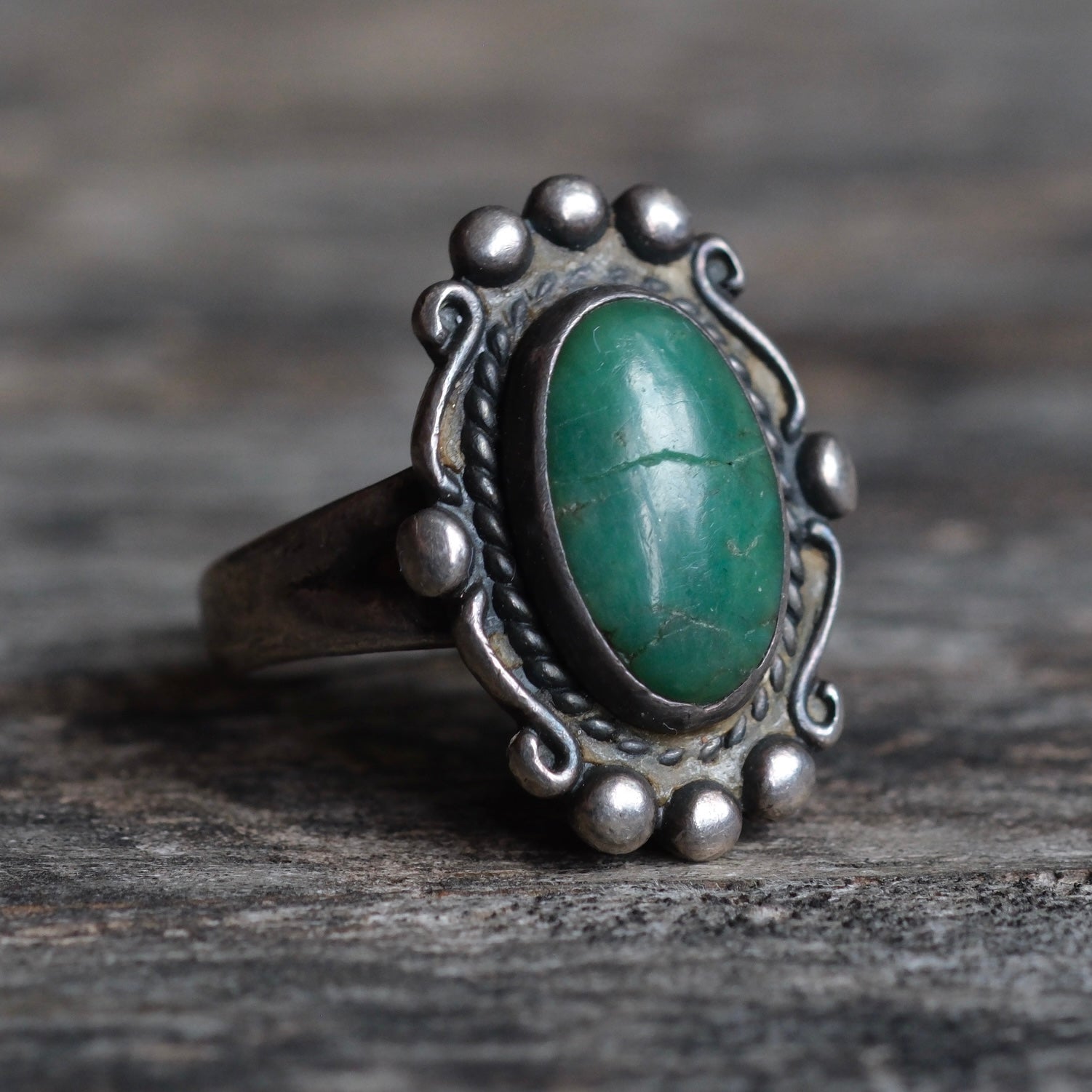 Vintage Sterling Turquoise Ring 4.75