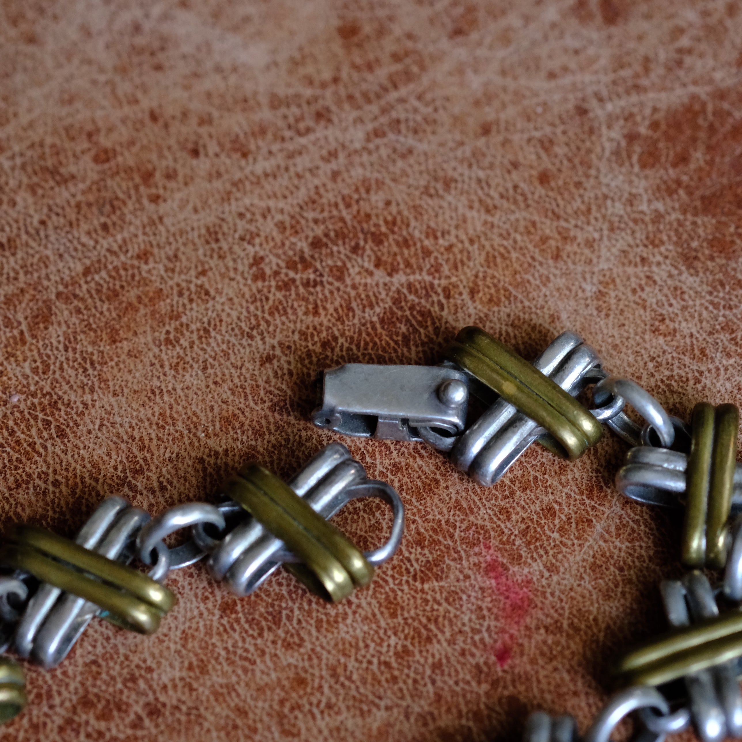 Vintage Sterling Silver and Copper X Link Bracelet