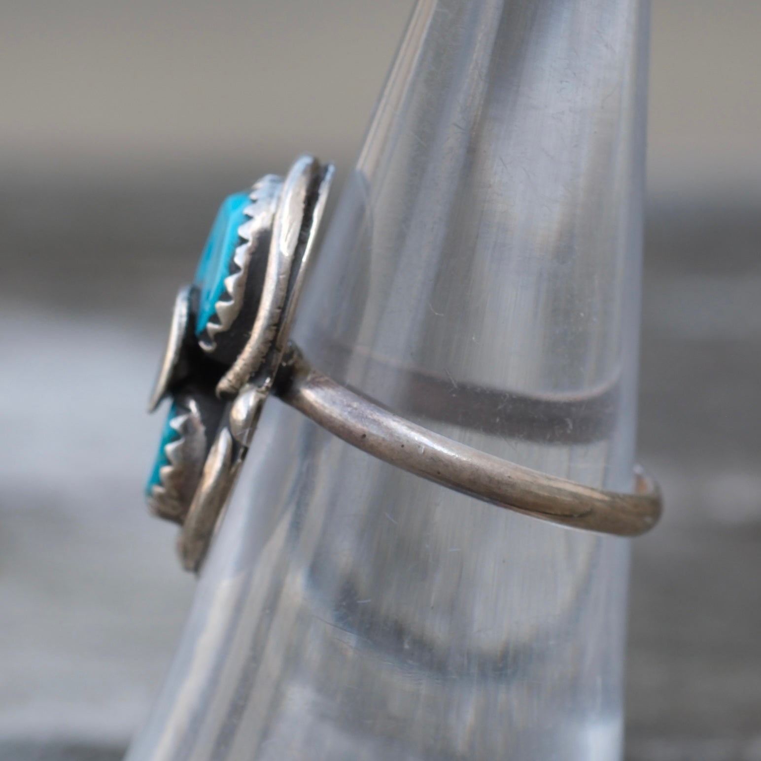 Vintage Sterling Effie Turquoise Snake Ring 6.75