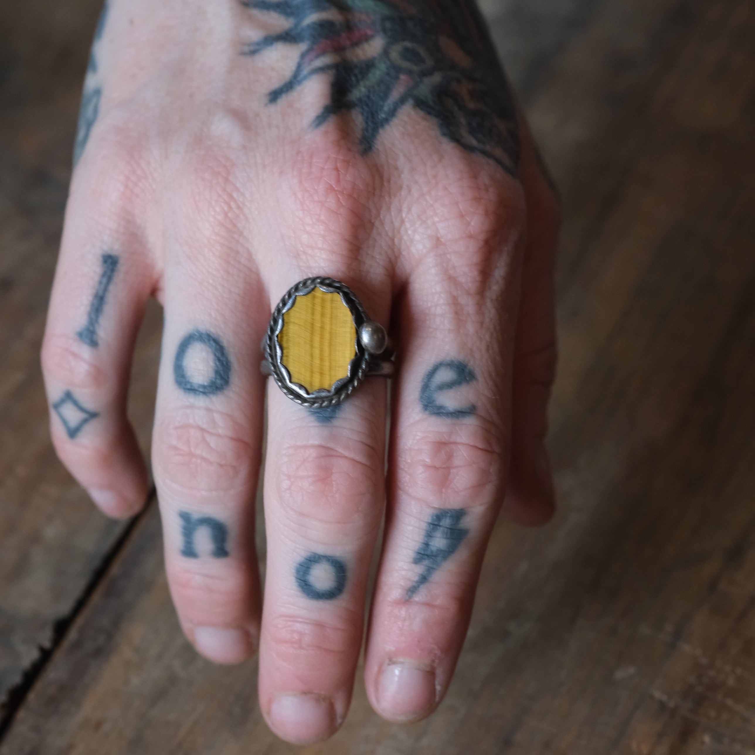 Vintage Sterling Tigers Eye Ring 8.25