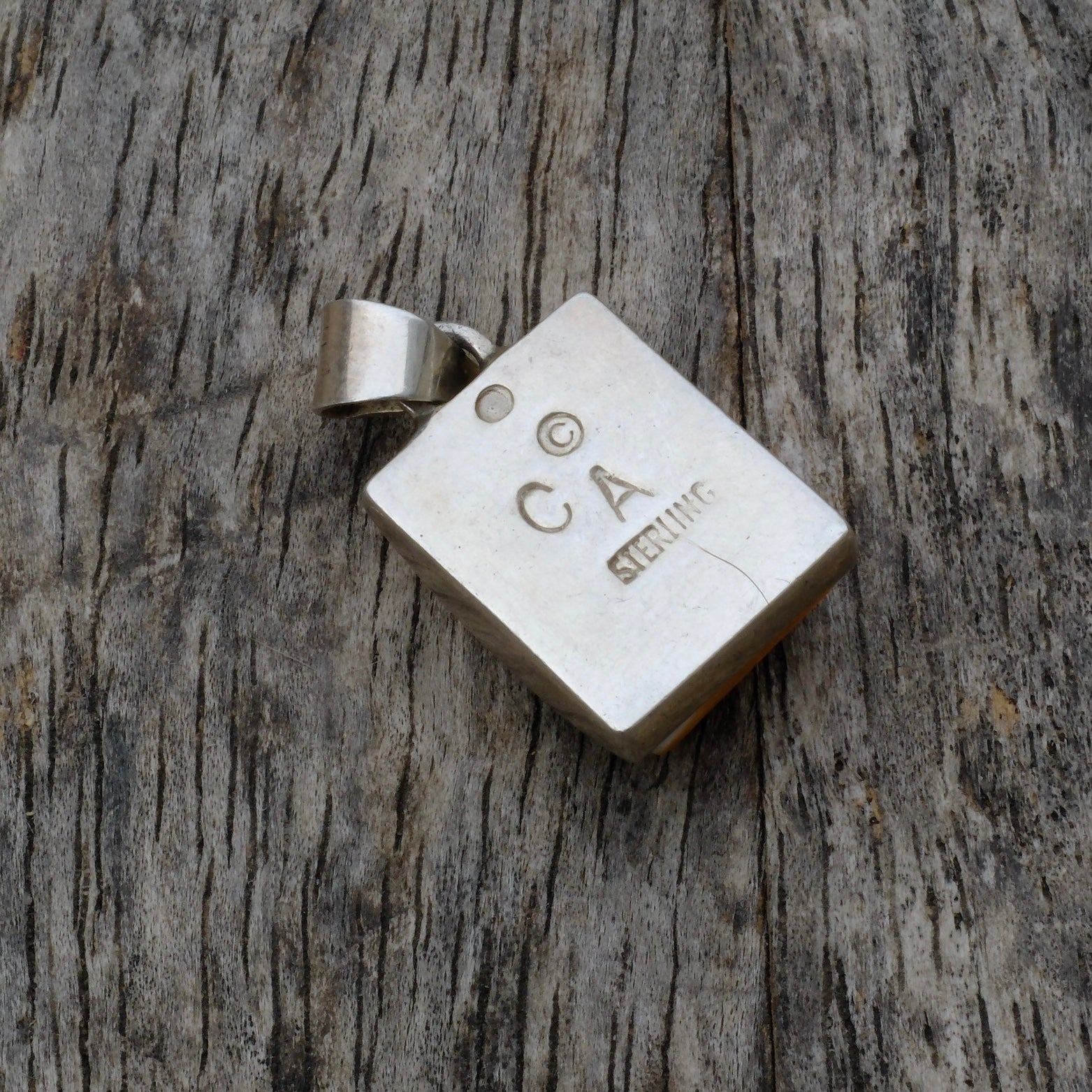 Vintage Sterling Spiny Oyster Inlay Pendant