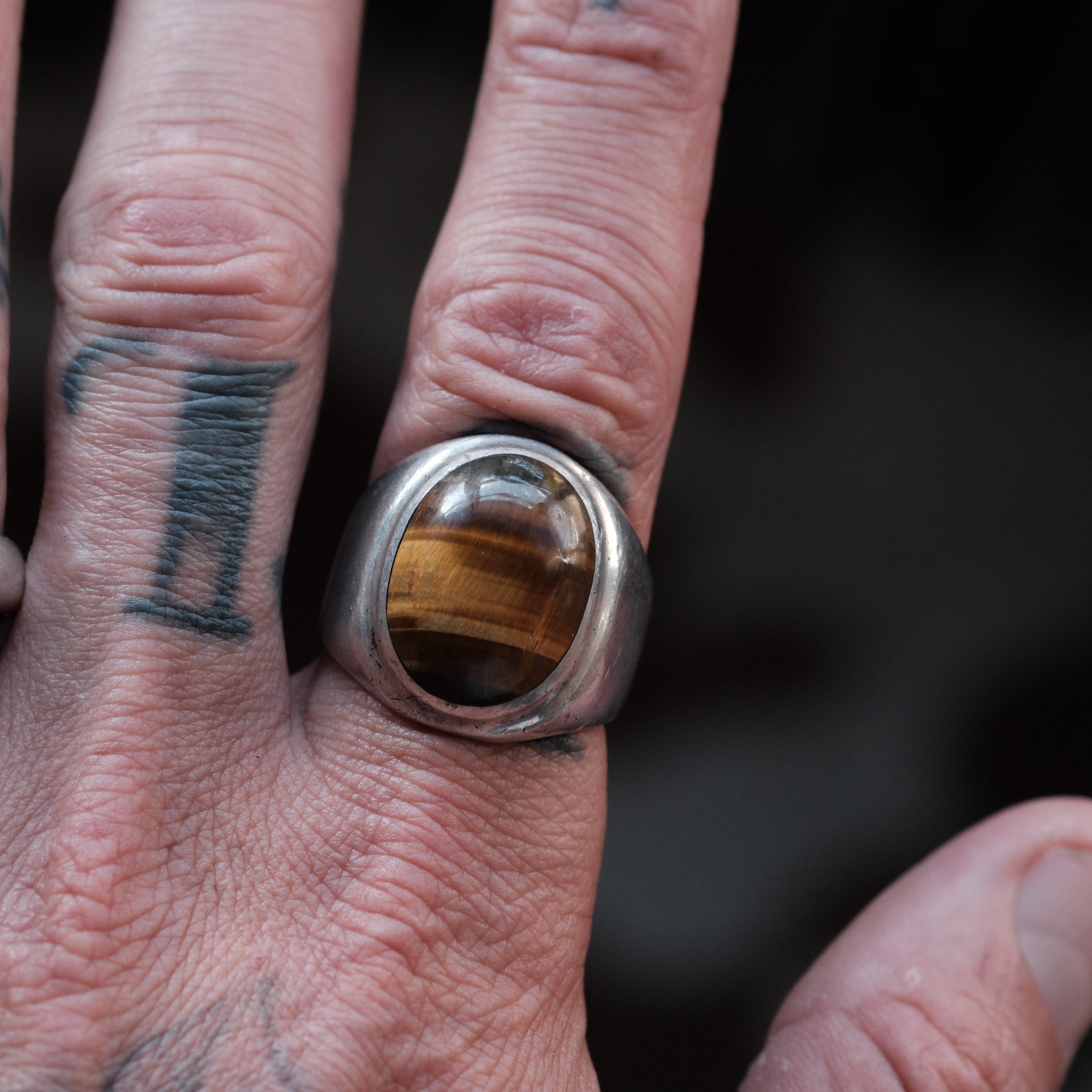Vintage Sterling Tigers Eye Ring 10.5