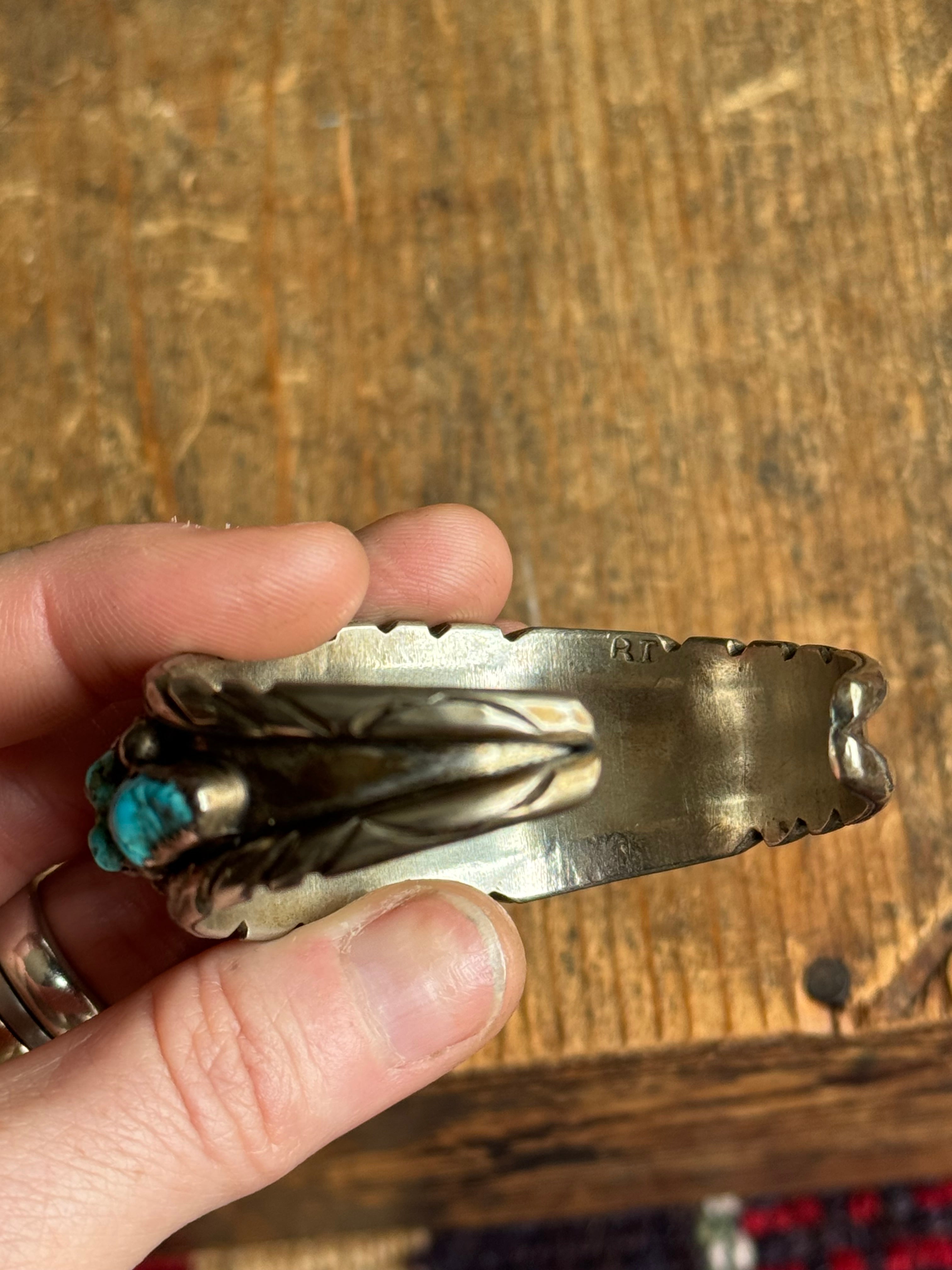 Vintage Sterling Silver Raw Turquoise Cuff