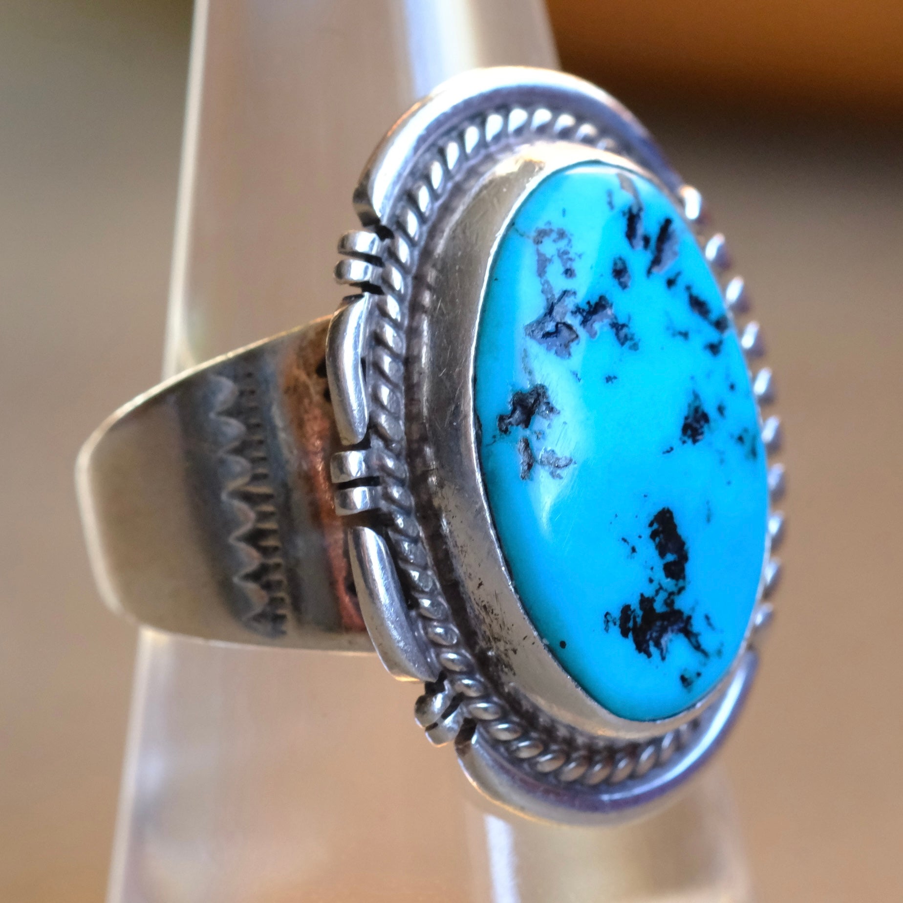 Vintage Sterling Turquoise Ring 8.75