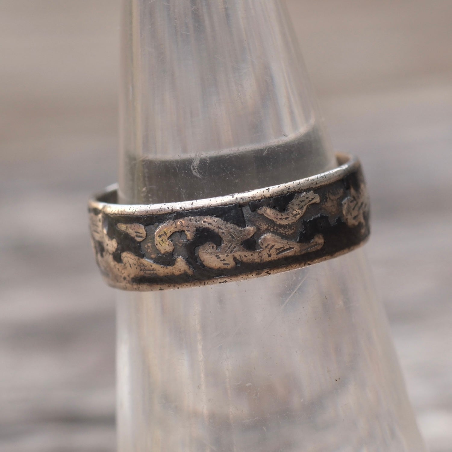 Vintage Sterling Engraved Floral Band Ring 5.75