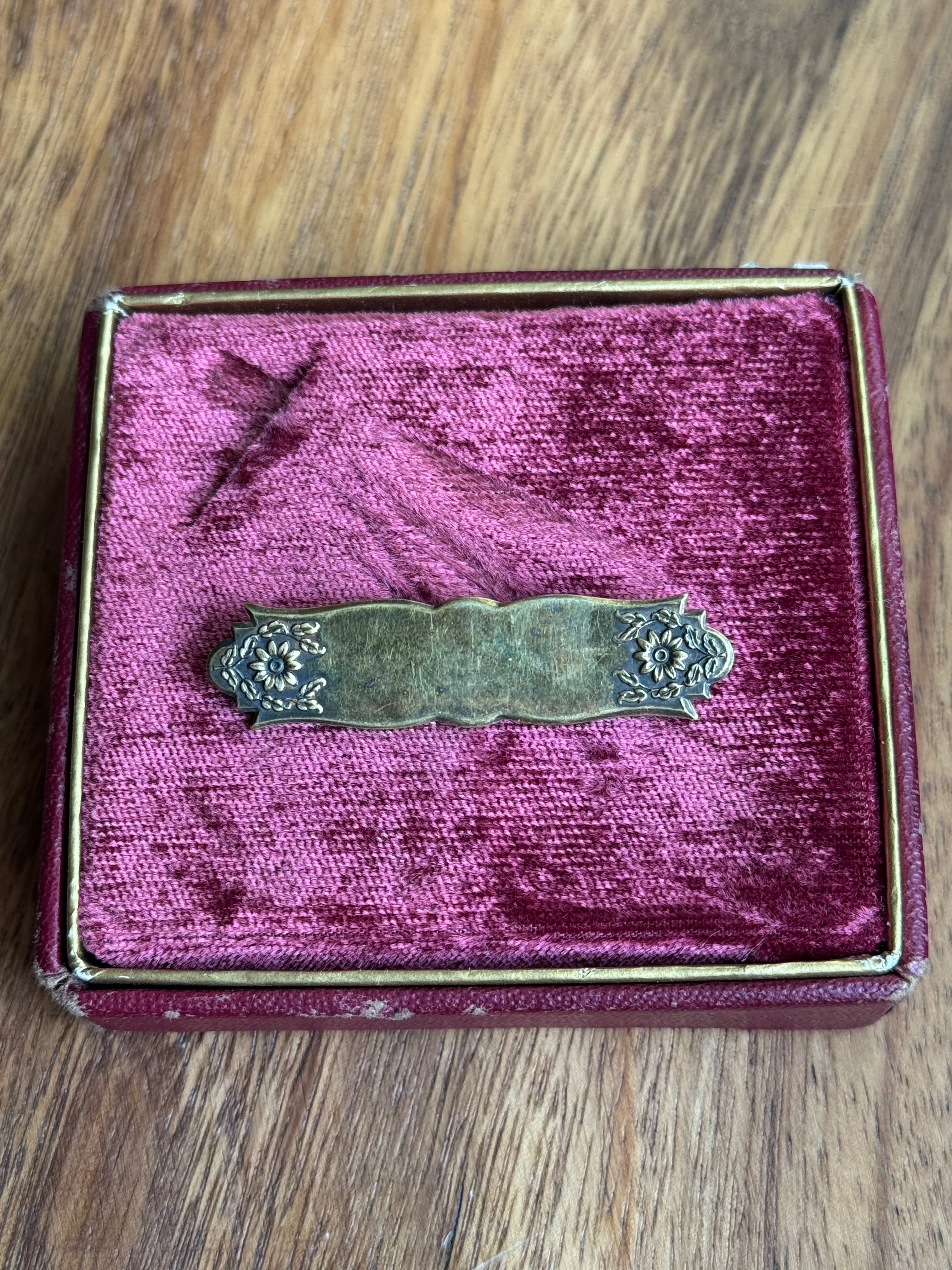 Vintage Sterling Silver Gold Toned Floral Banner Pin
