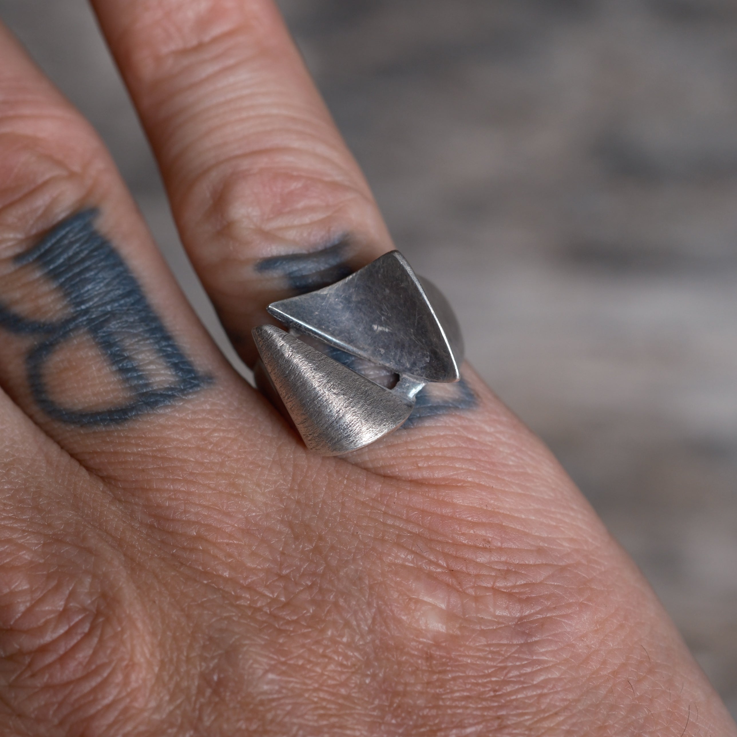 Vintage Sterling Silver Modernist Ring 7