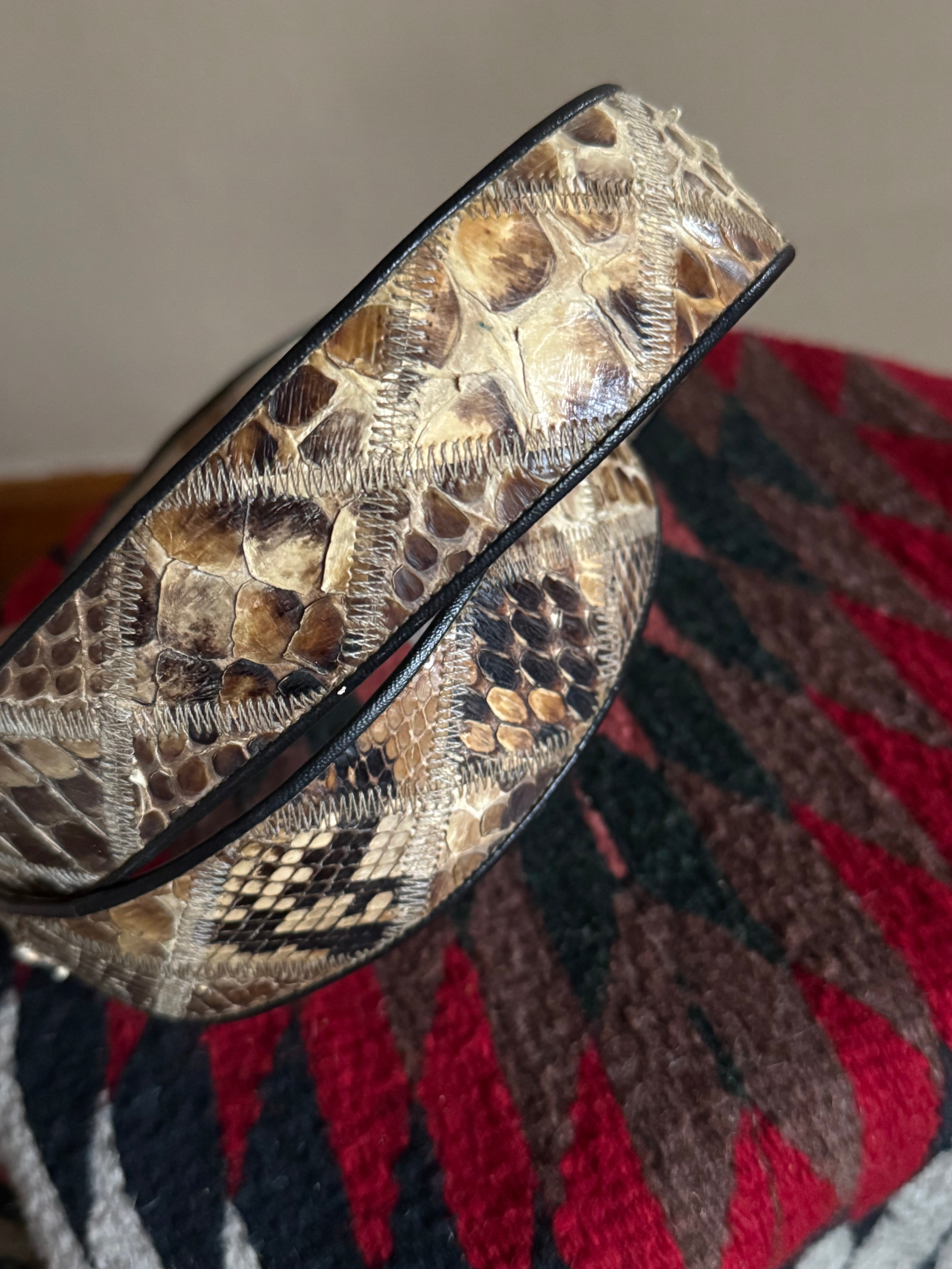 Vintage Stitched Snakeskin Belt