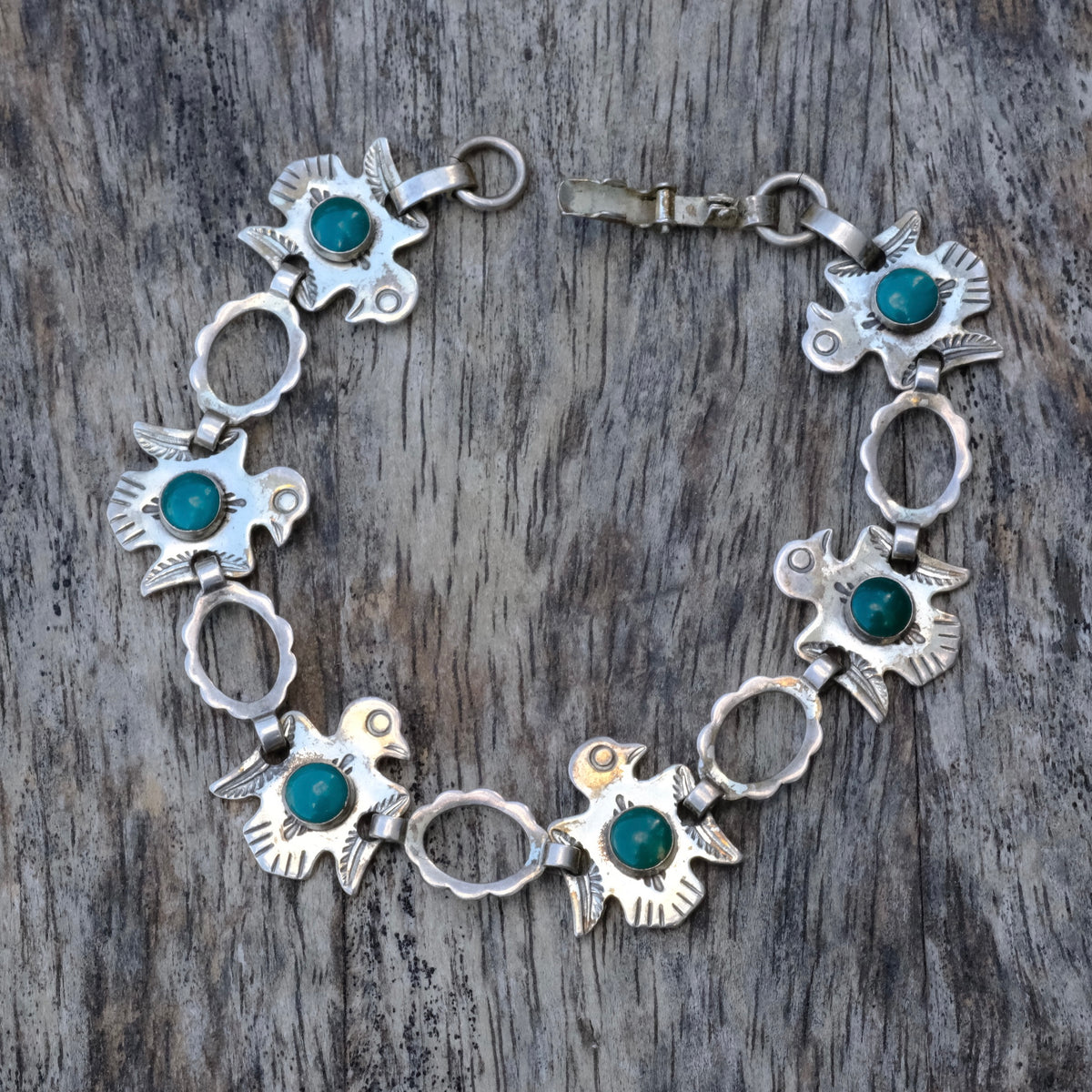 Vintage Sterling Turquoise Thunderbird Bracelet