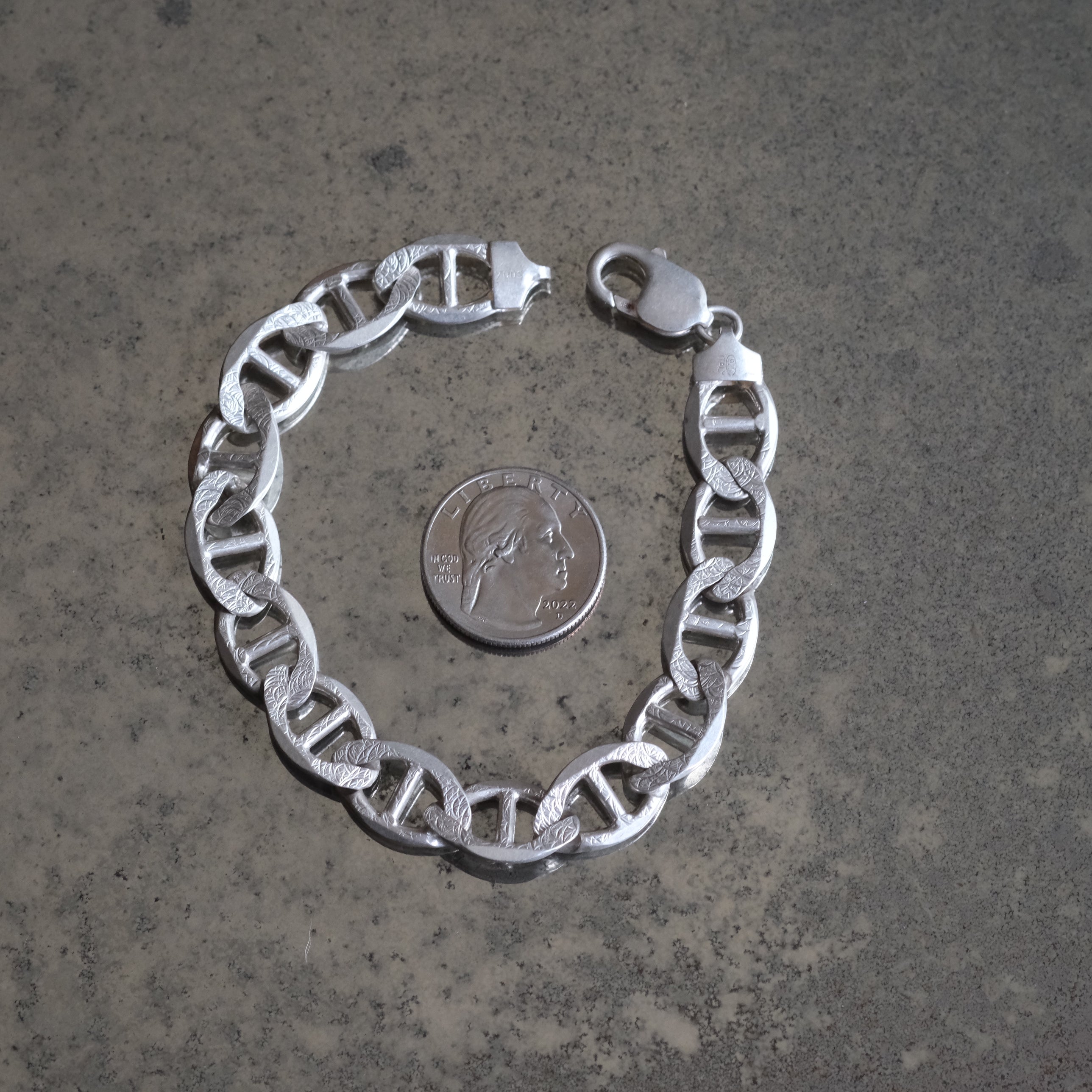 Vintage Sterling Mariner Chain Bracelet 9"