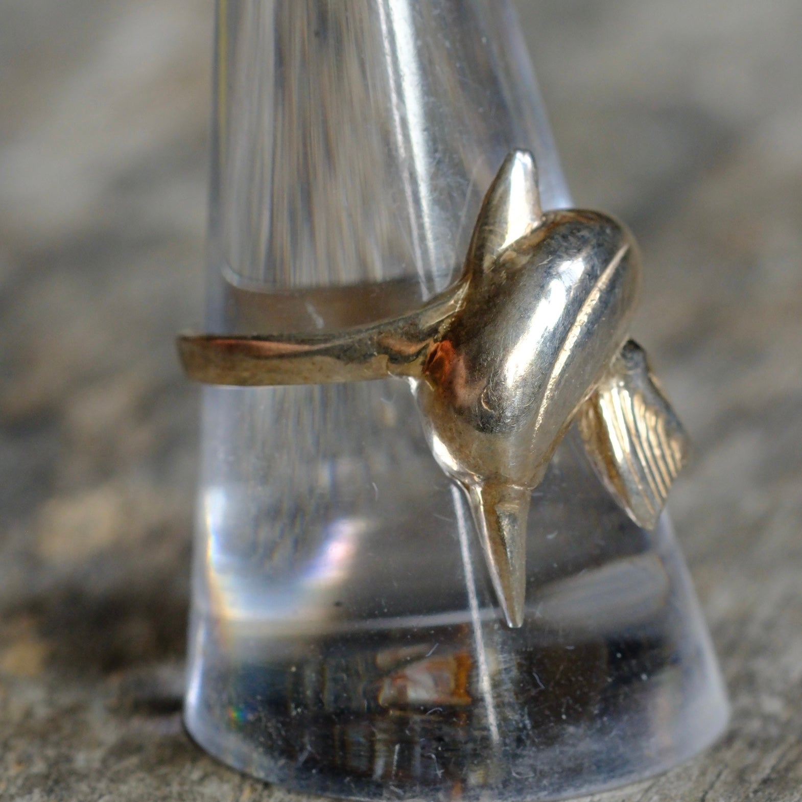 Vintage Sterling Silver Dolphin Ring 9