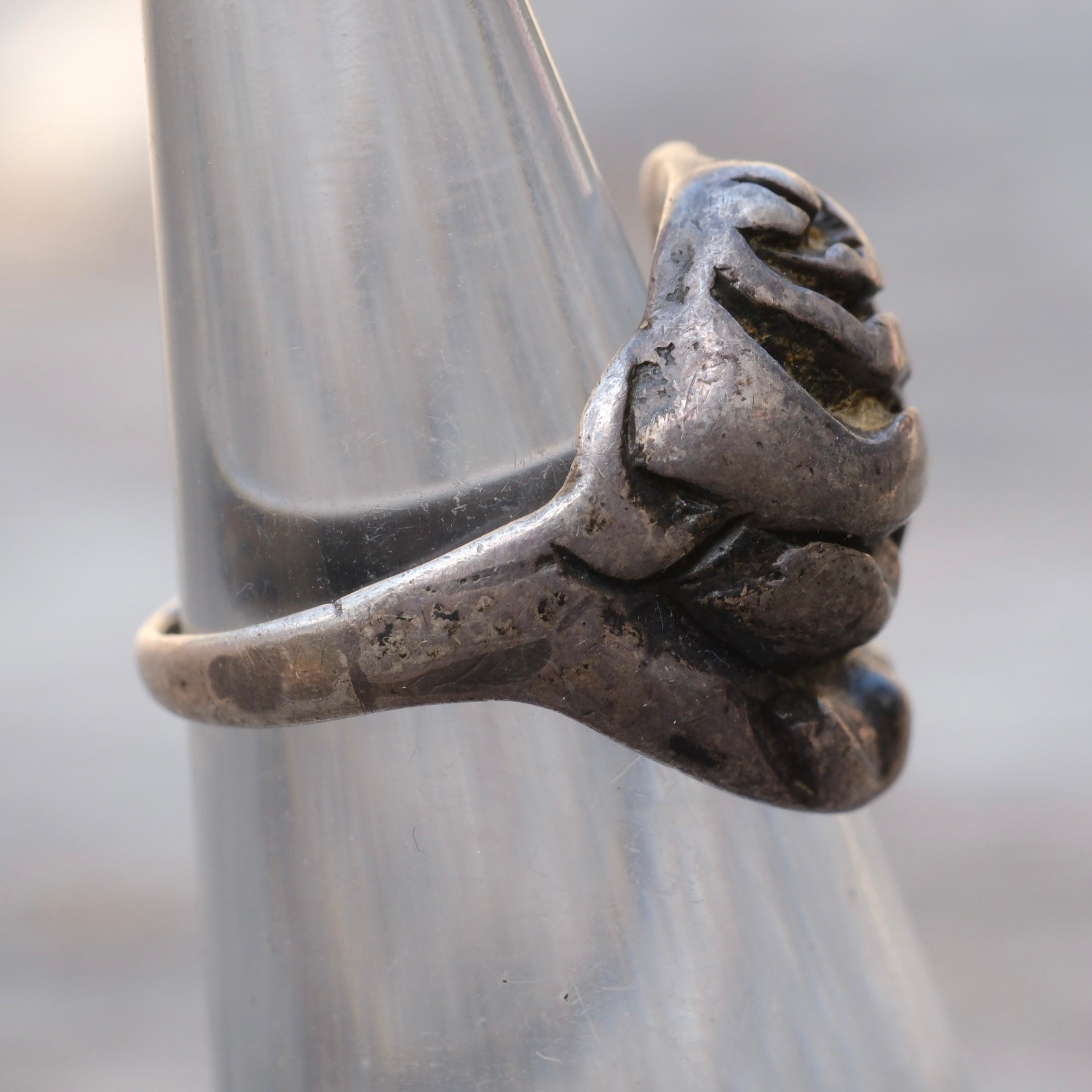 Vintage Sterling Silver Rose Ring 3