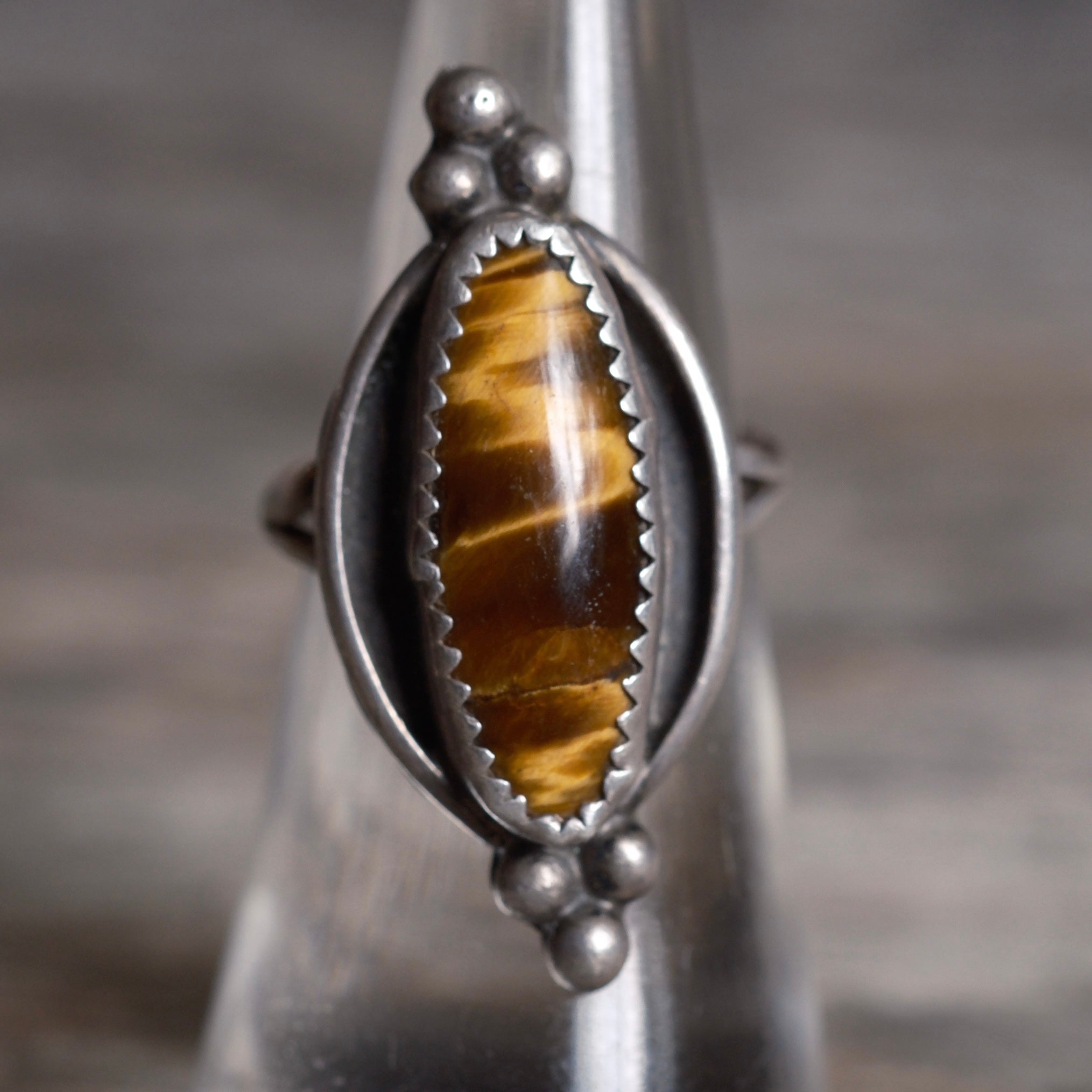 Vintage Sterling Tigers Eye Ring 5.25