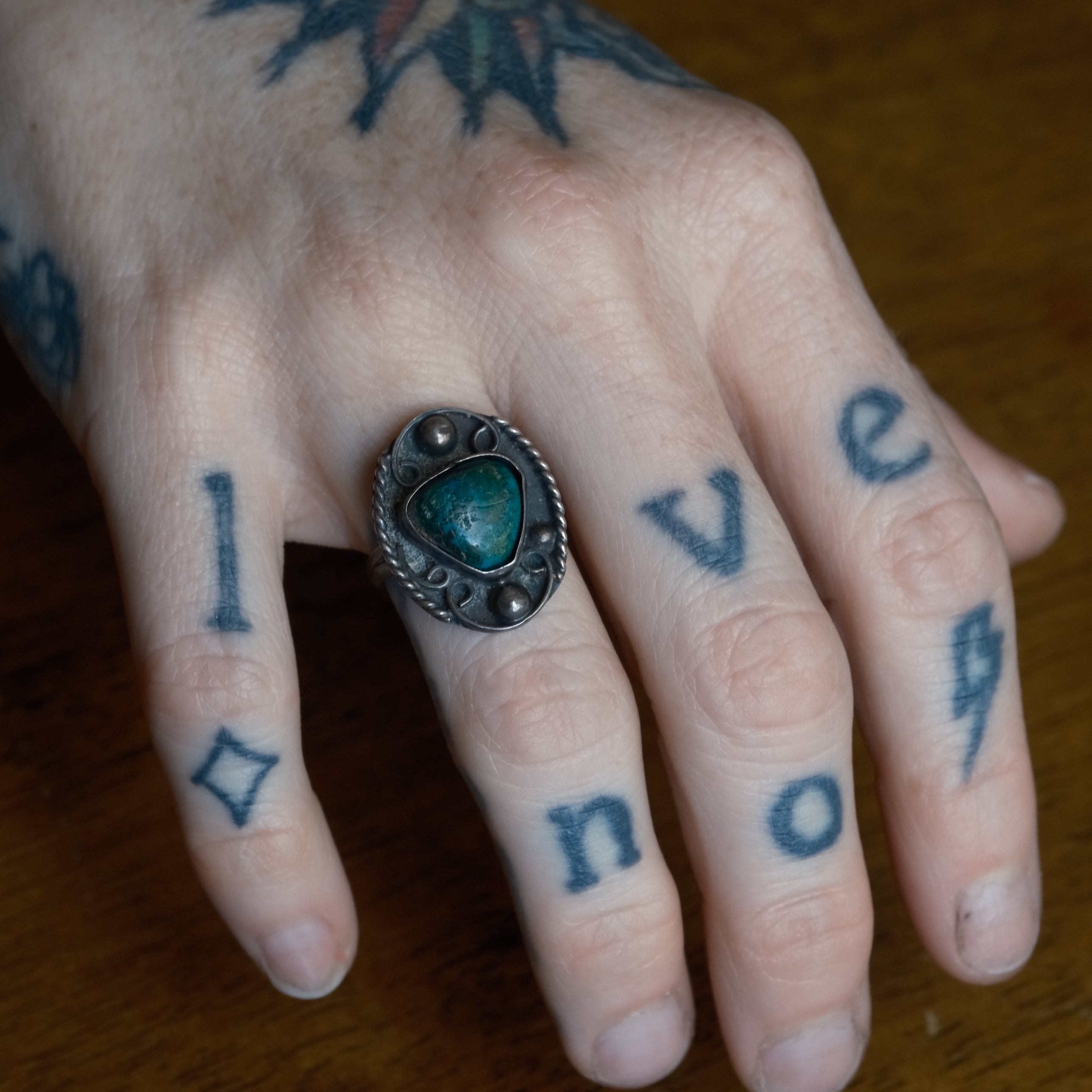 Vintage Sterling Turquoise Ring 6.25