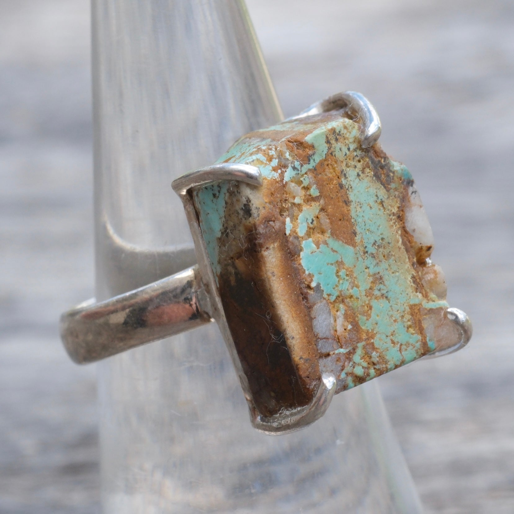 Vintage Sterling Turquoise Ring 7.25