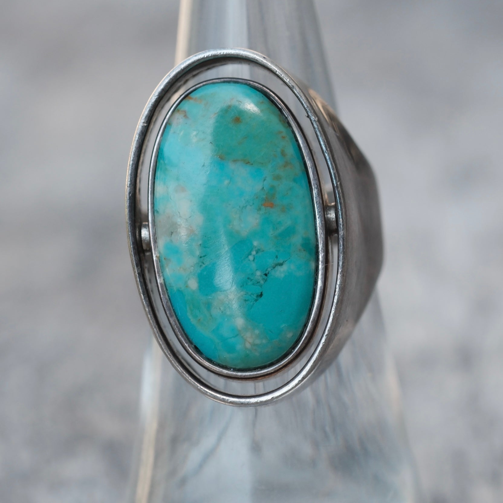Vintage Sterling Turquoise and Lapis Reversible Ring 5.5