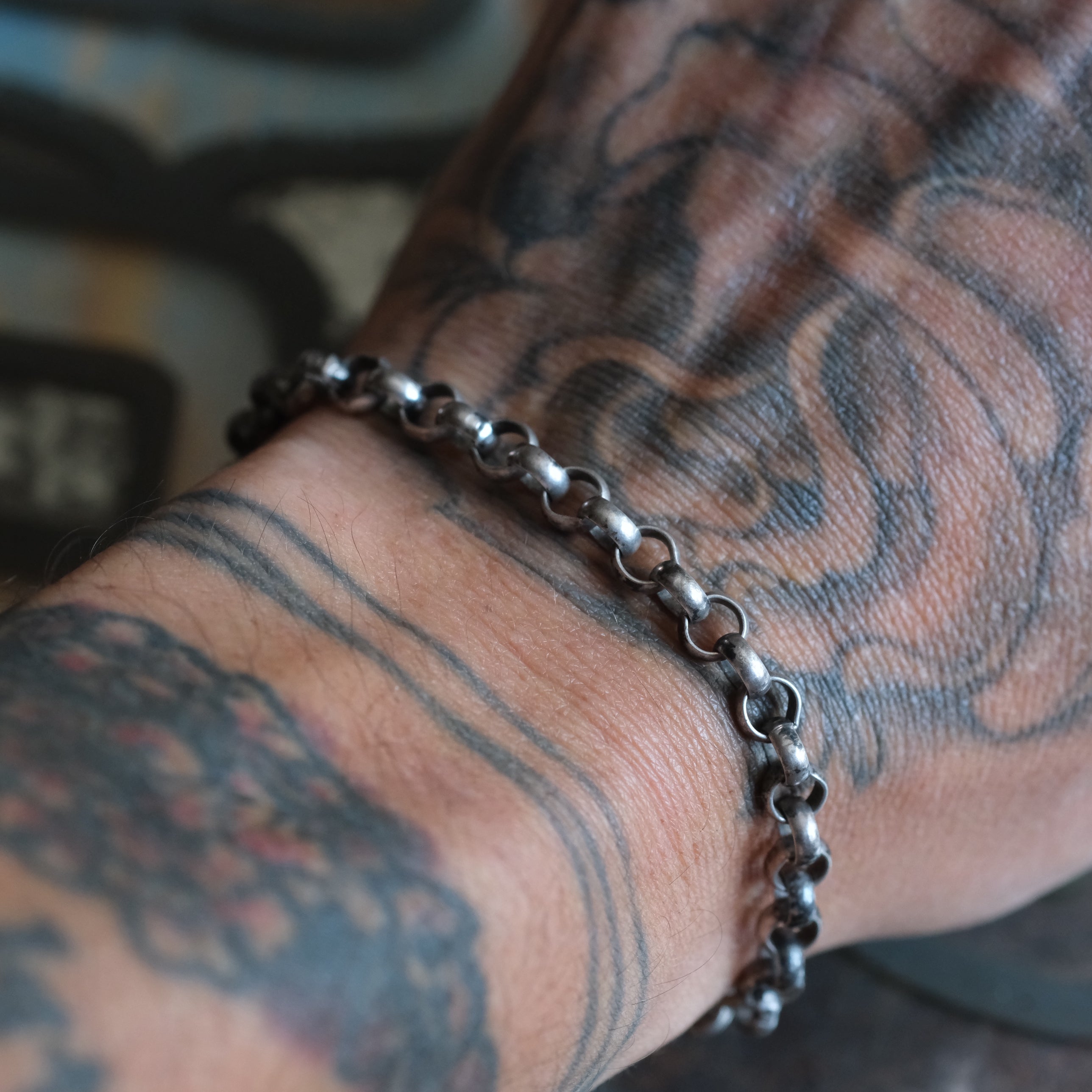 Vintage Sterling Rolo Chain Bracelet 7.5"