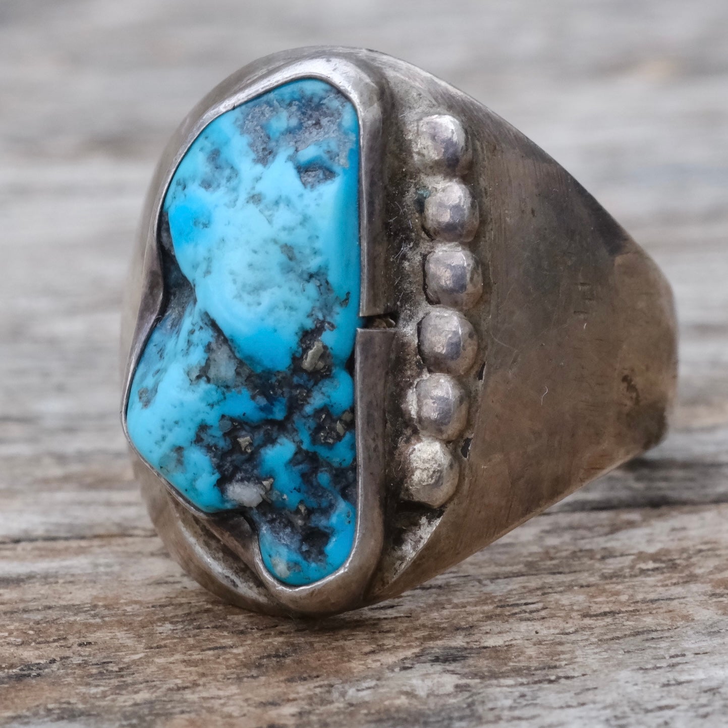Vintage Sterling Turquoise Ring 10.5