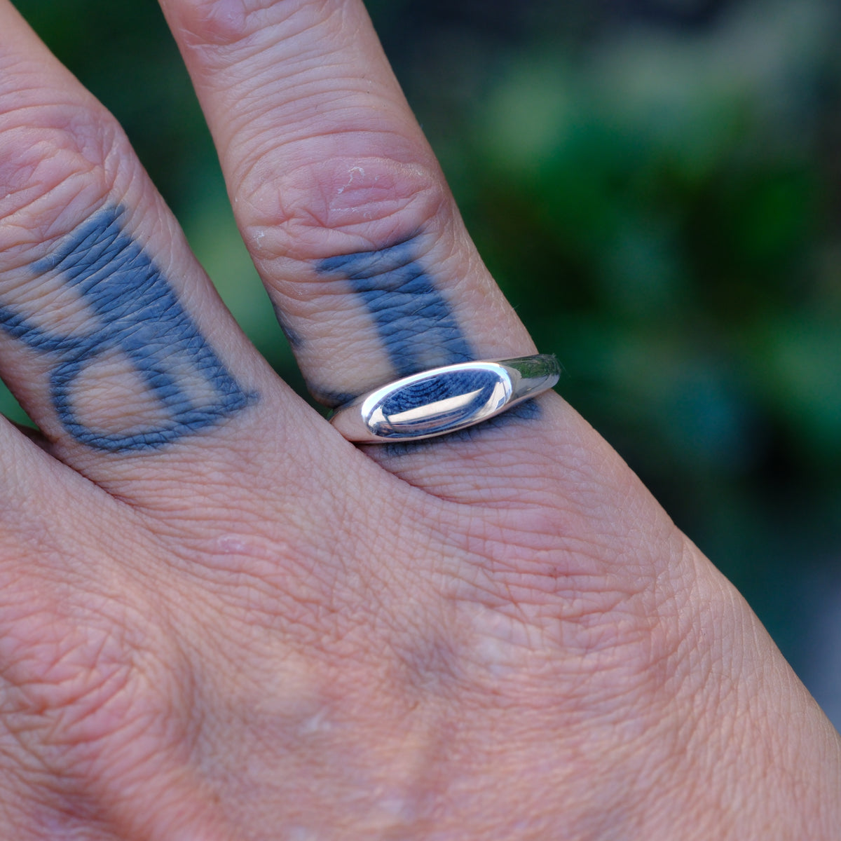 Vintage Sterling Silver Skinny Signet Ring 6.75
