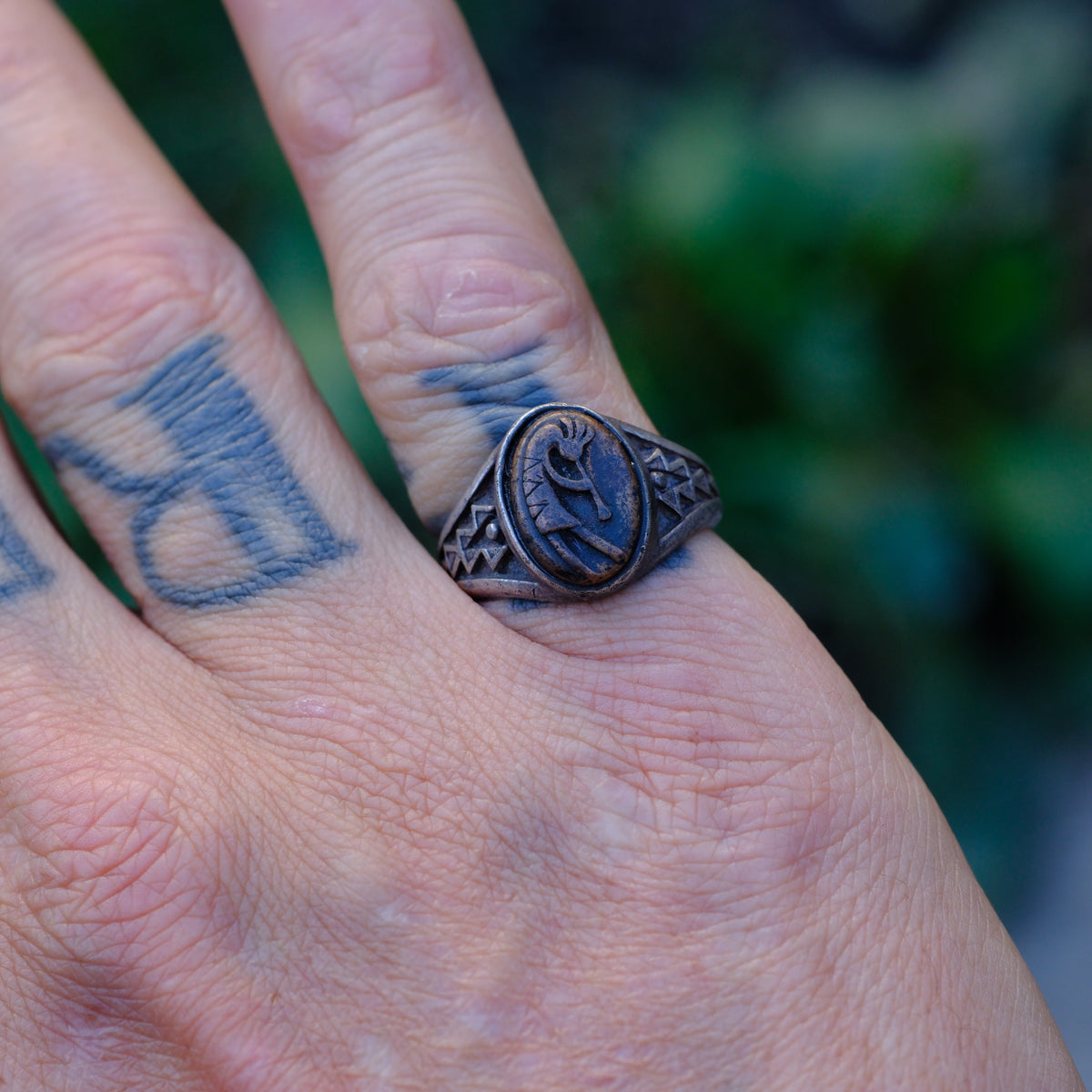 Vintage Sterling and Copper Kokopelli Ring 7