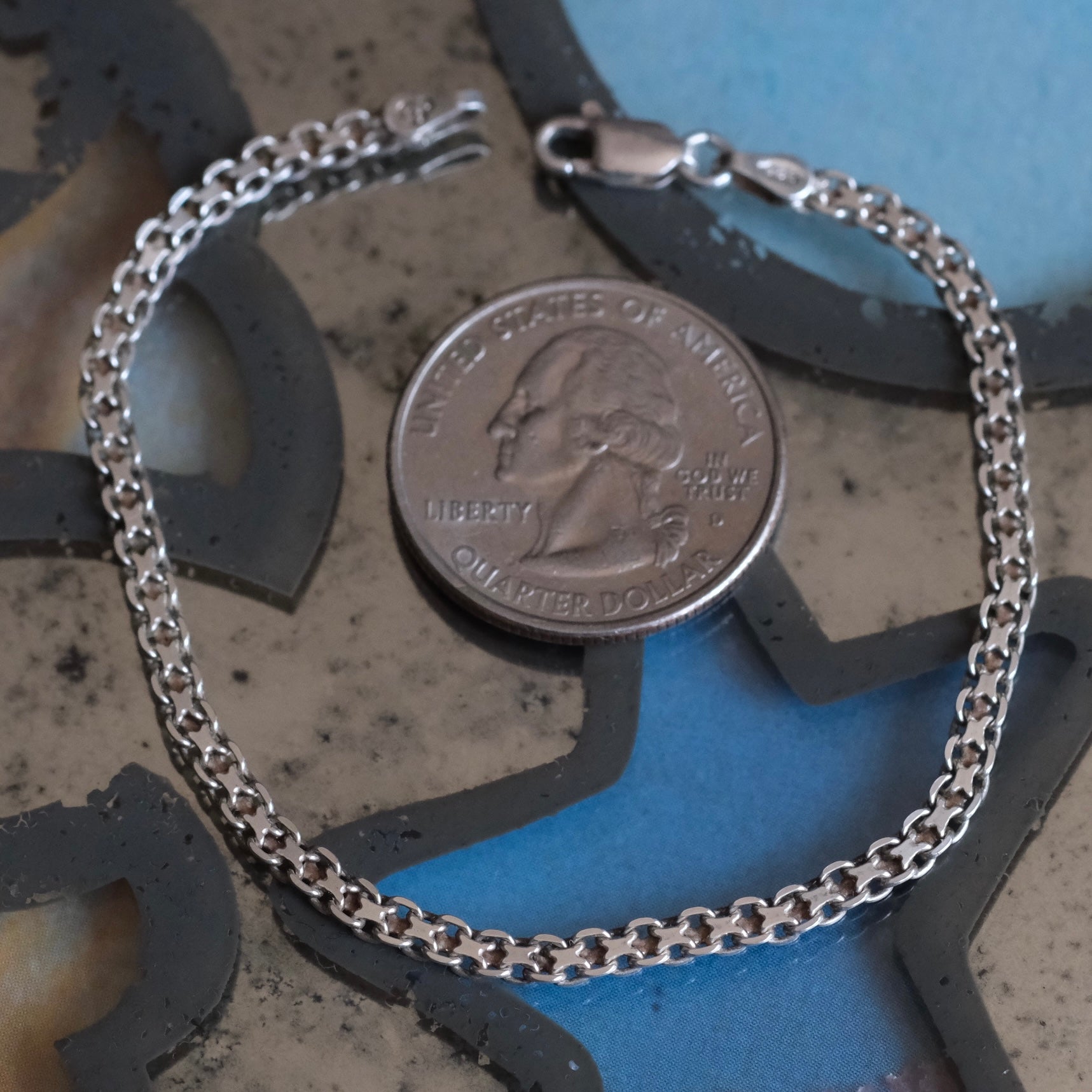 Vintage Sterling Silver Bismark Chain Bracelet 6.75"