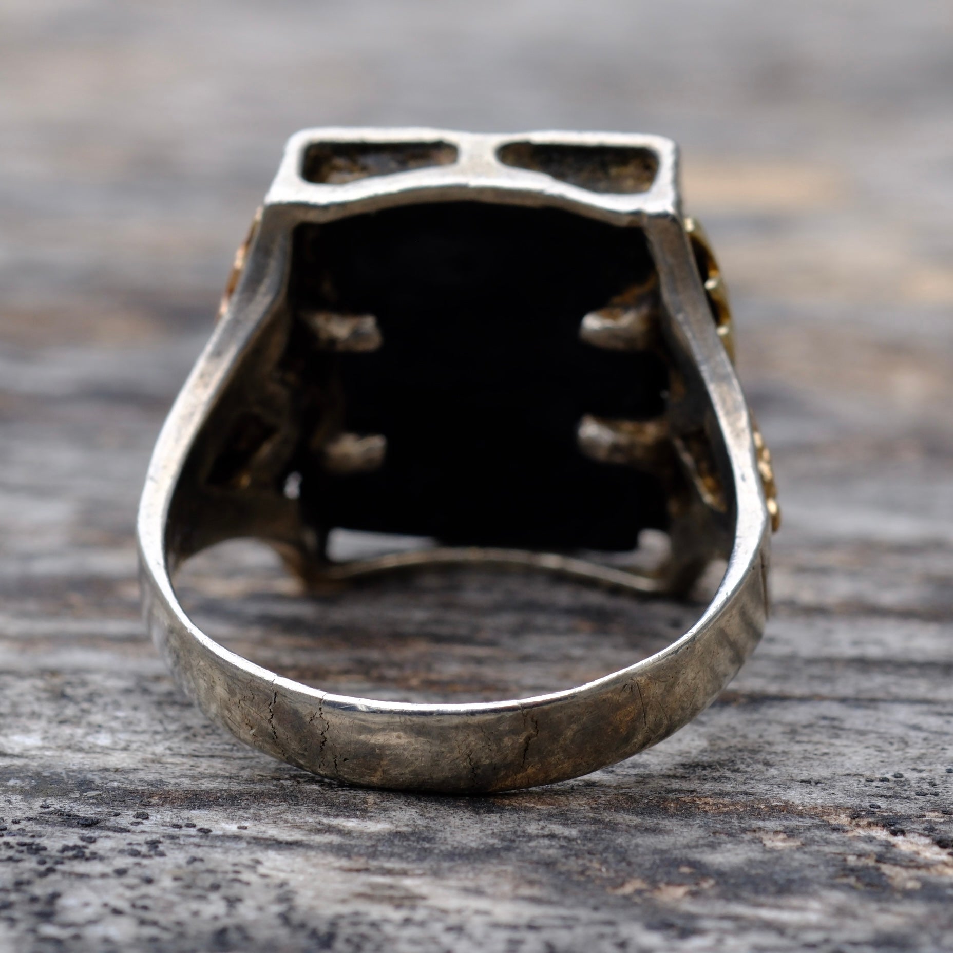 Vintage Sterling and Gold Eagle Ring 11.75