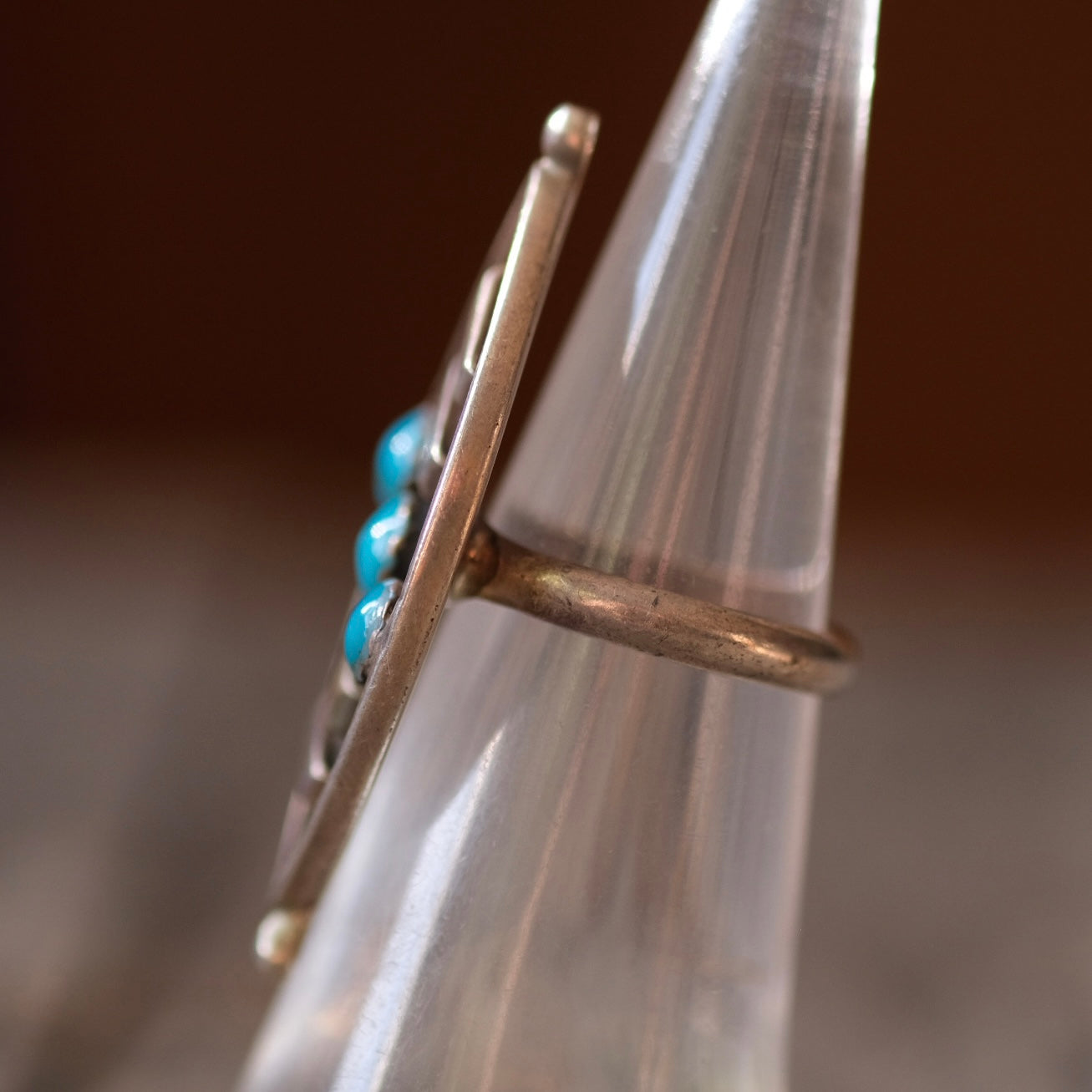 Vintage Sterling 3-Stone Turquoise Ring 4.5