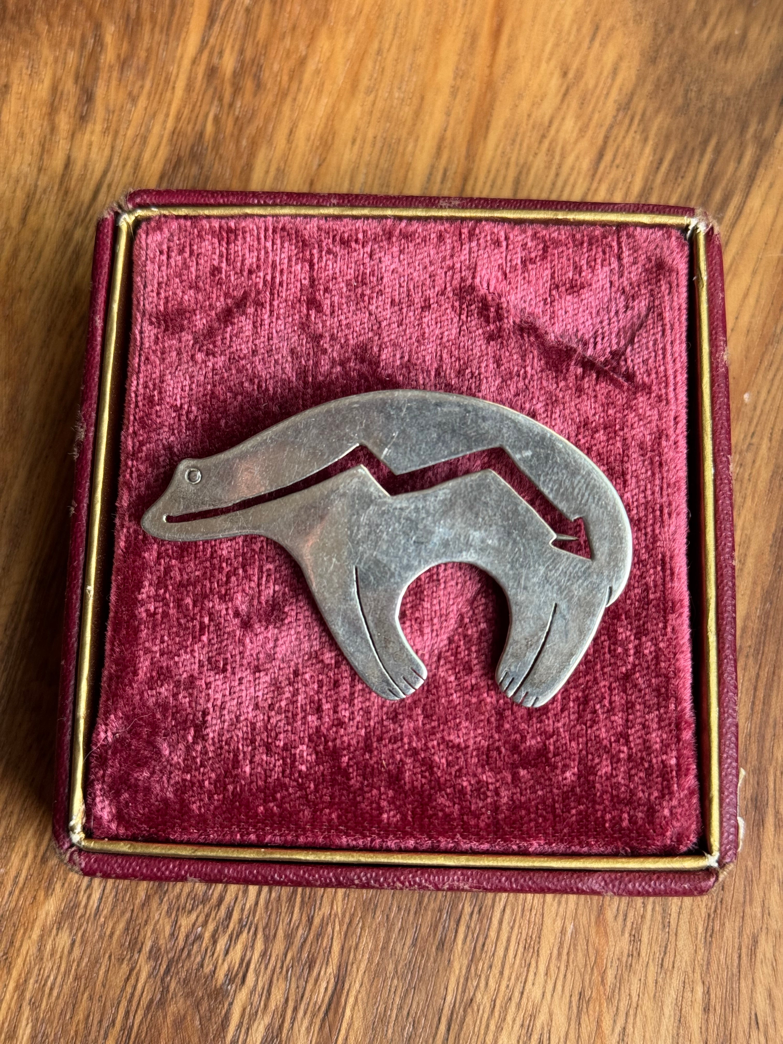 Vintage Sterling Silver Native Bear Pin