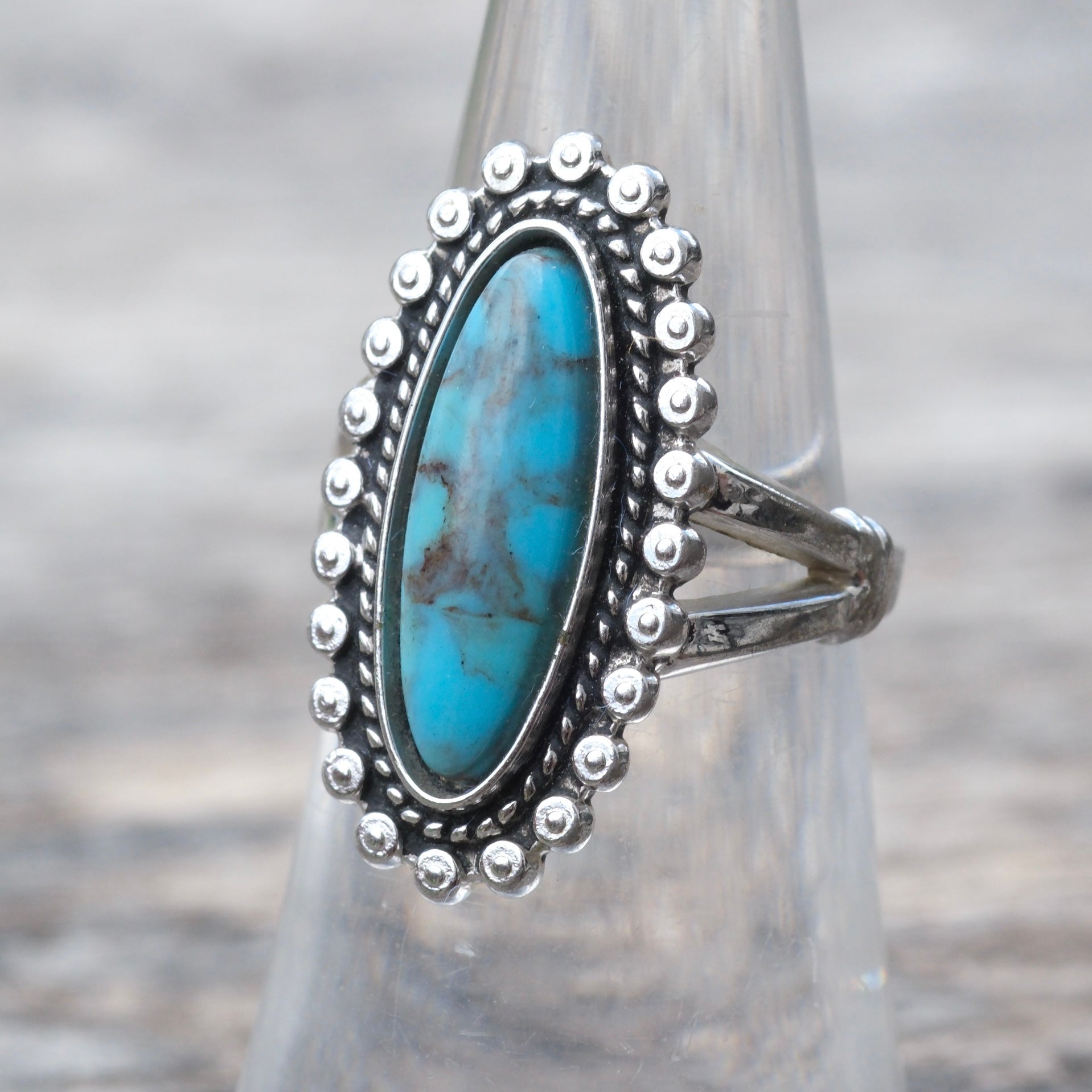 Vintage Sterling Turquoise Ring 5.75