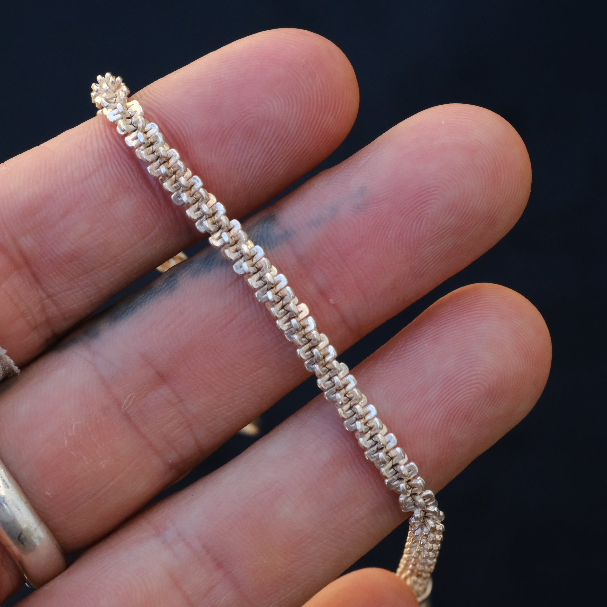 Vintage Sterling Diamond Cut Sparkle Chain Bracelet