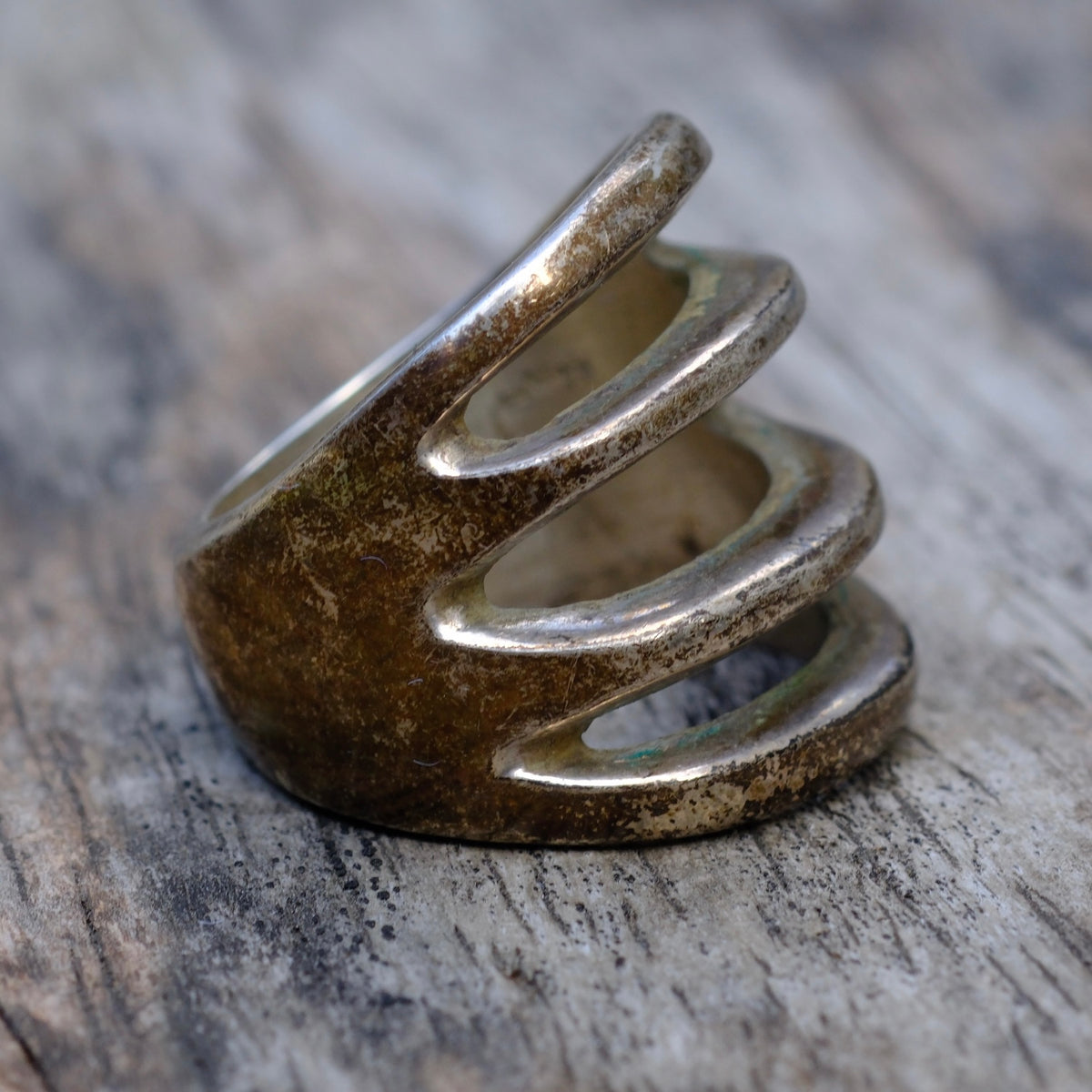 Vintage Sterling Silver Heavy Cast Ring 7
