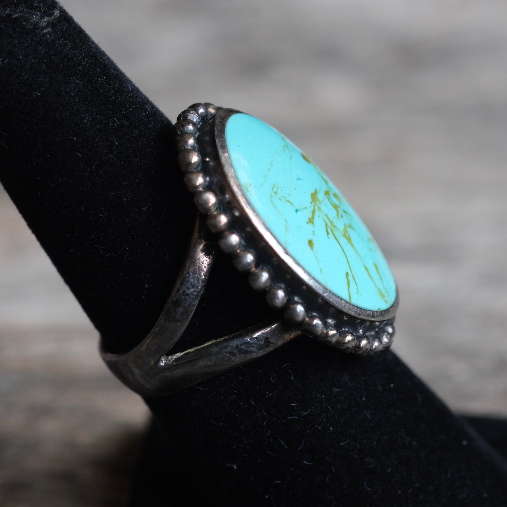 Vintage Sterling Turquoise Composite Ring 6.5