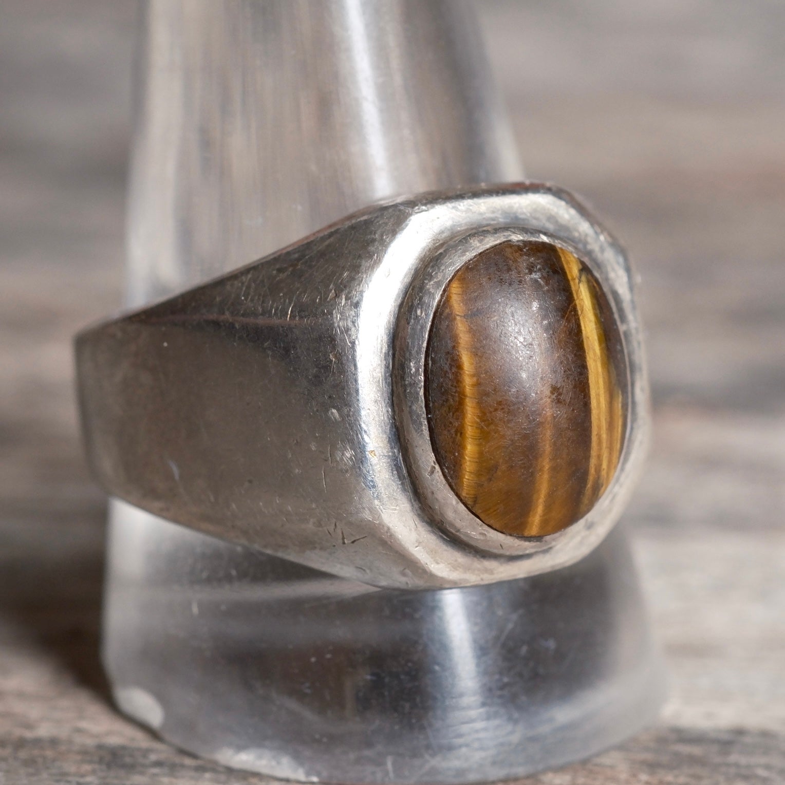 Vintage Sterling Tigers Eye Ring 12.5