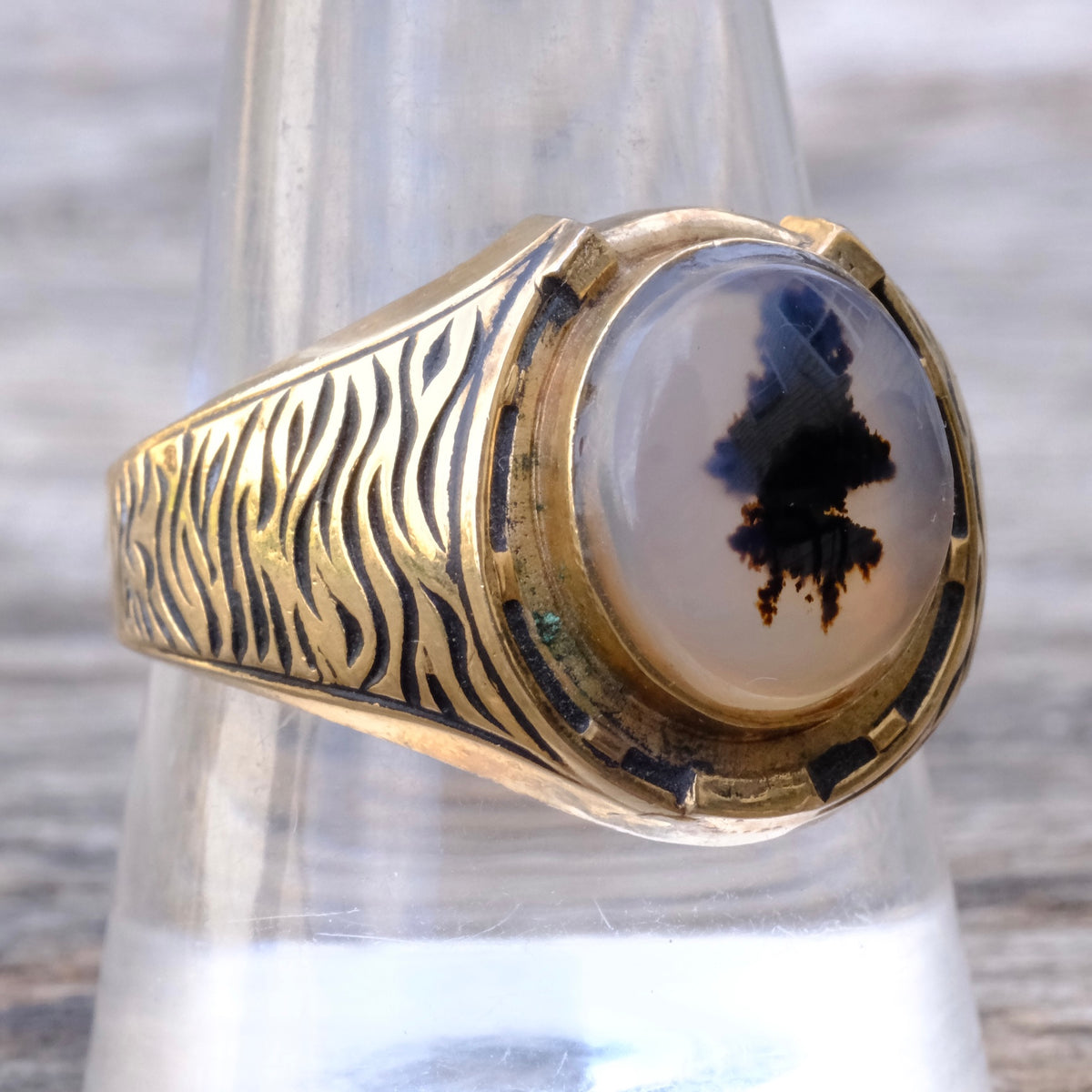 Vintage 10K Gold Filled Agate Horseshoe Ring 11.25