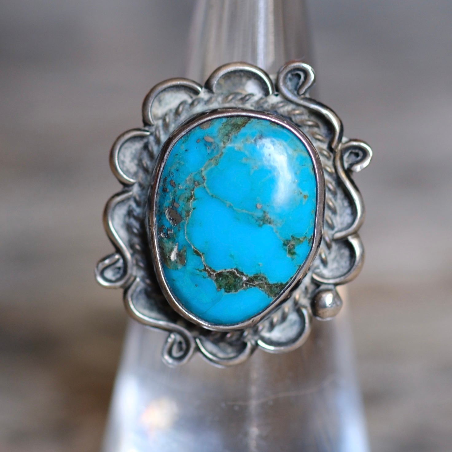 Vintage Sterling Turquoise Ring 5.25