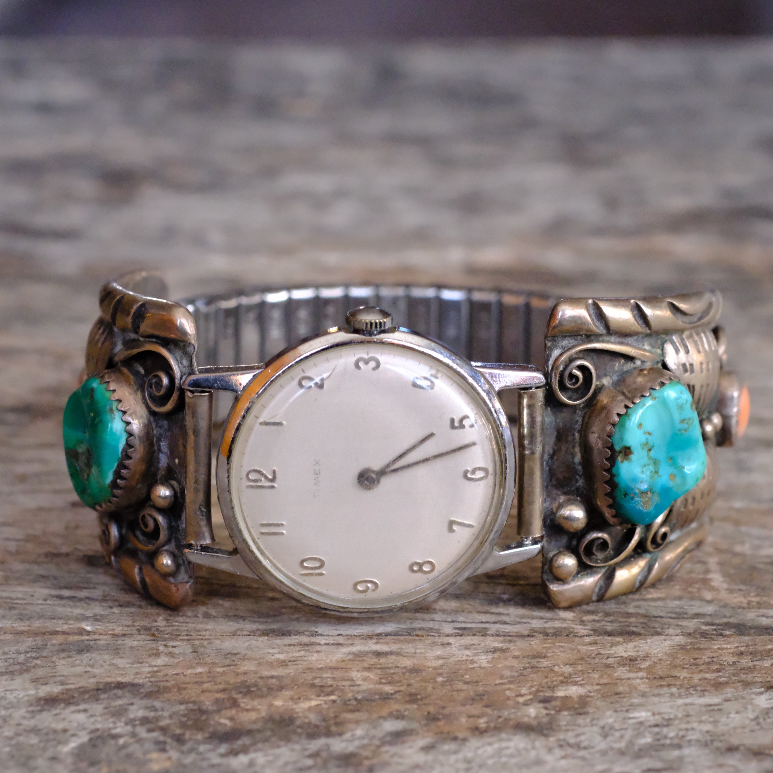 Vintage Sterling Turquoise and Coral Watch