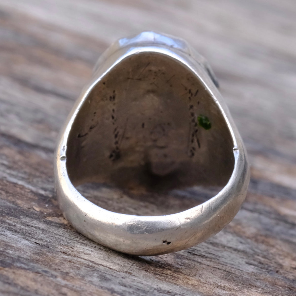 Vintage Sterling Chrysocolla Stamped Ring 9