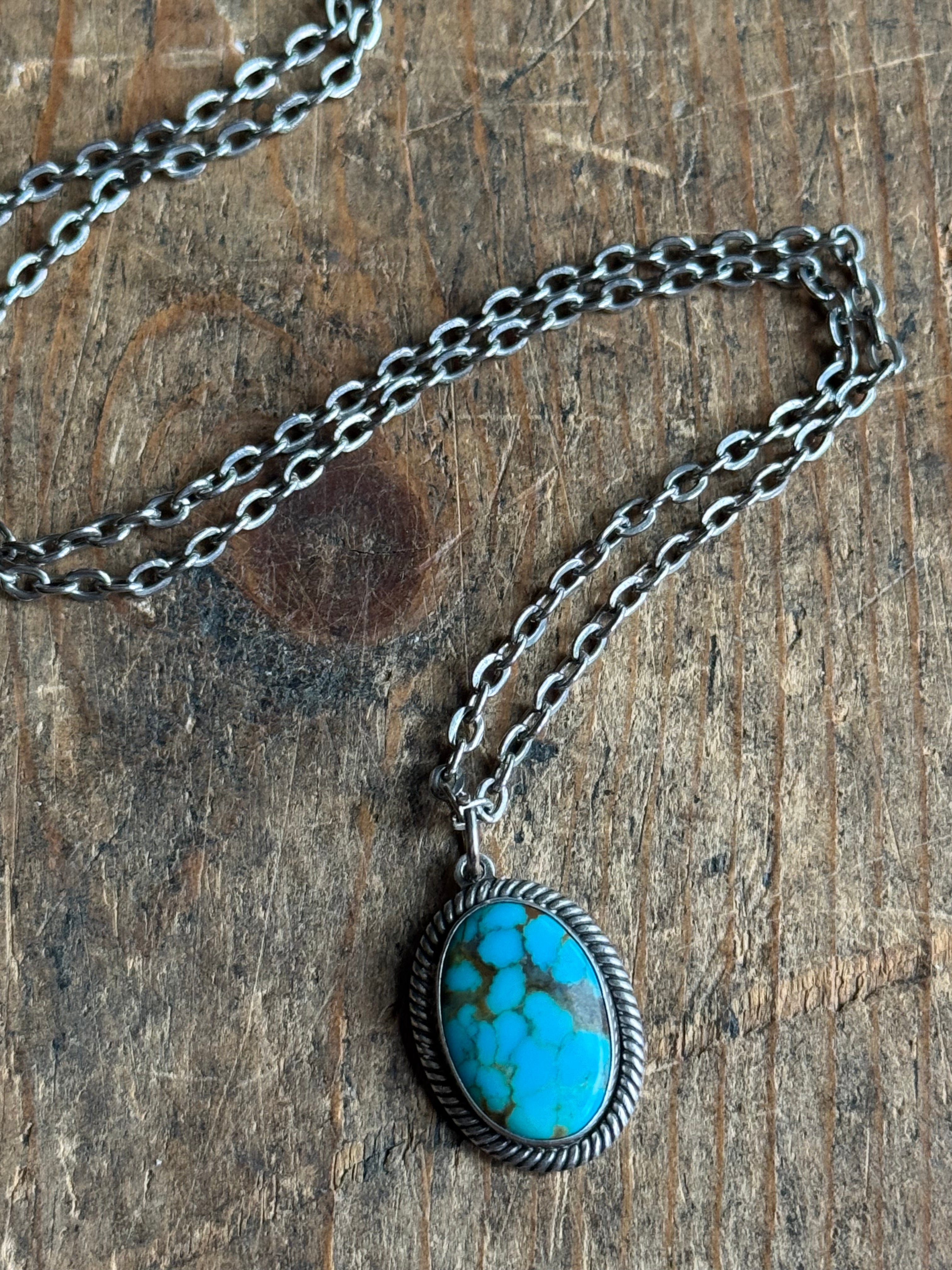 Vintage Sterling Silver Turquoise Necklace