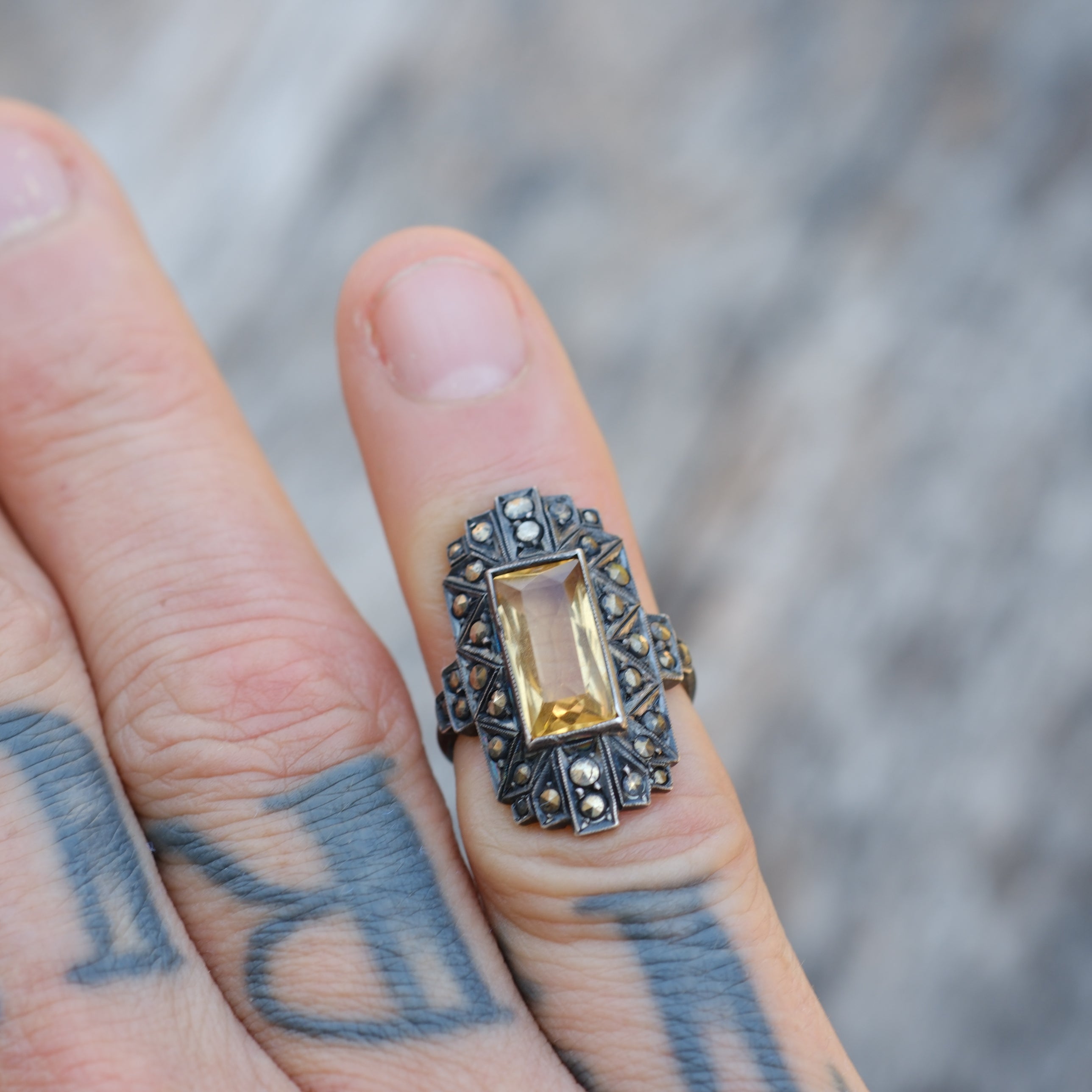 Vintage Sterling Amethyst and Marcasite Ring 4