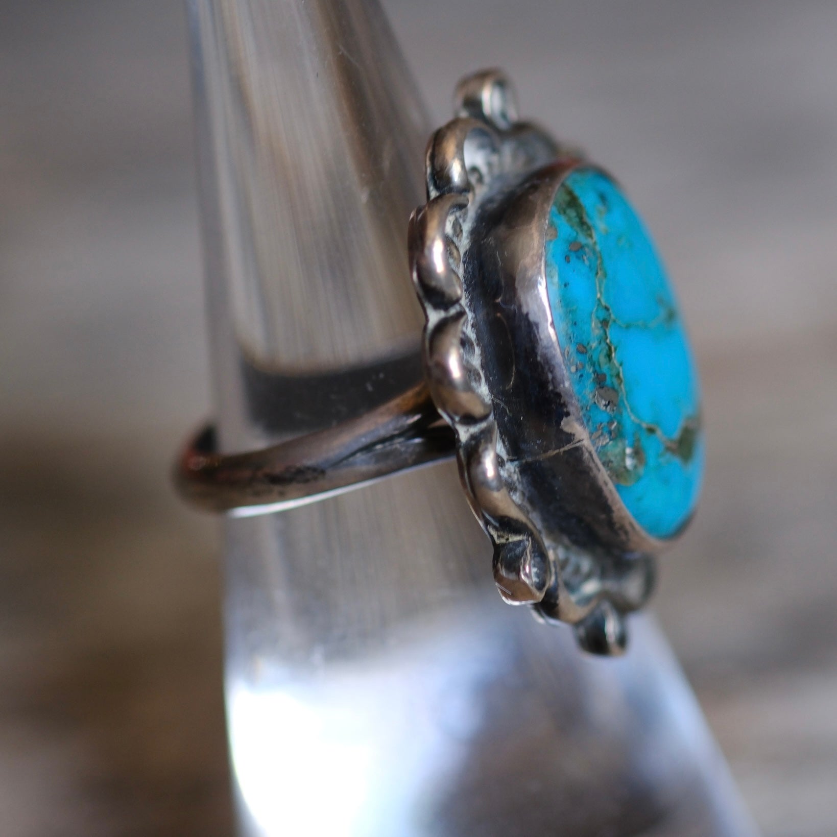 Vintage Sterling Turquoise Ring 5.25