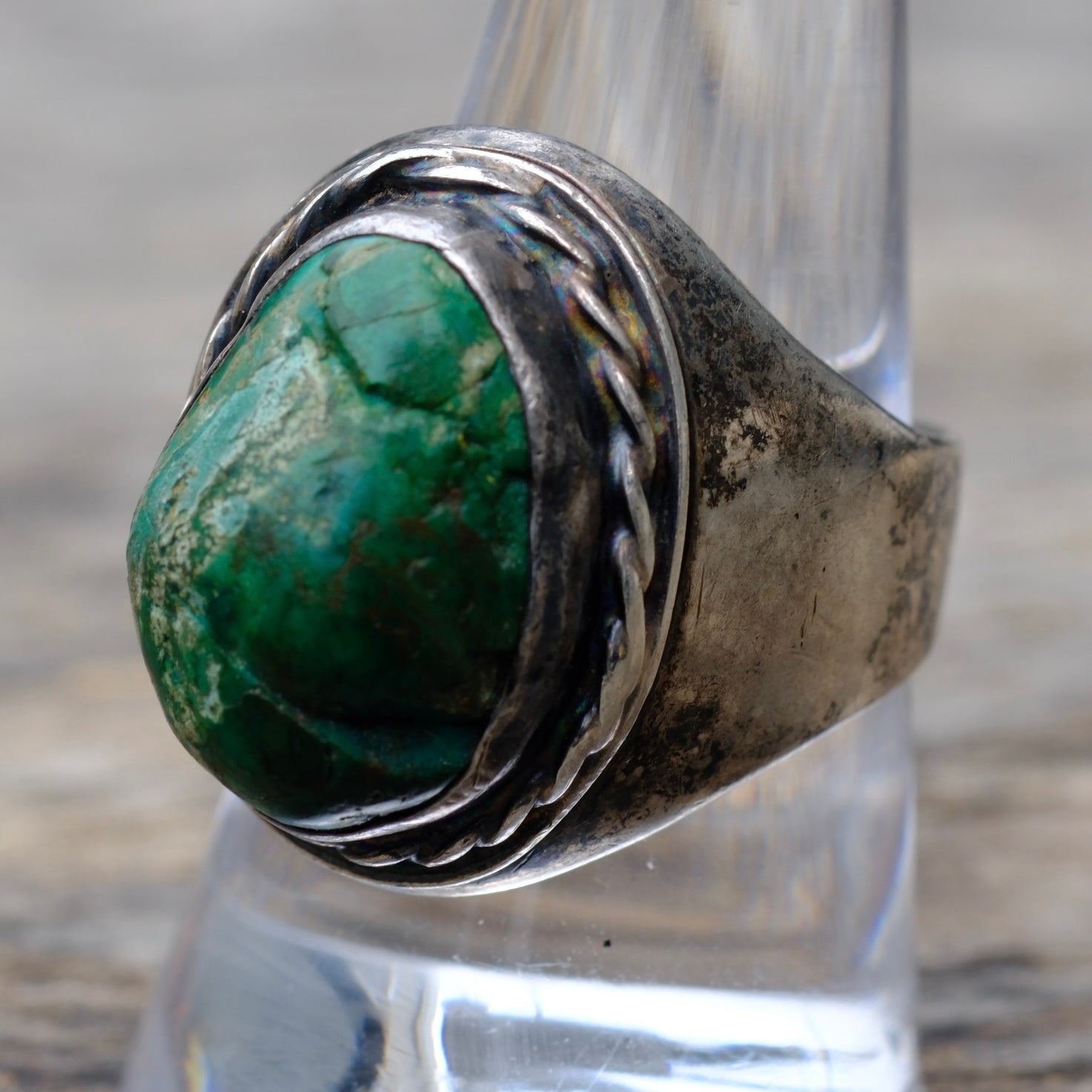 Vintage Sterling Turquoise Ring 9.5