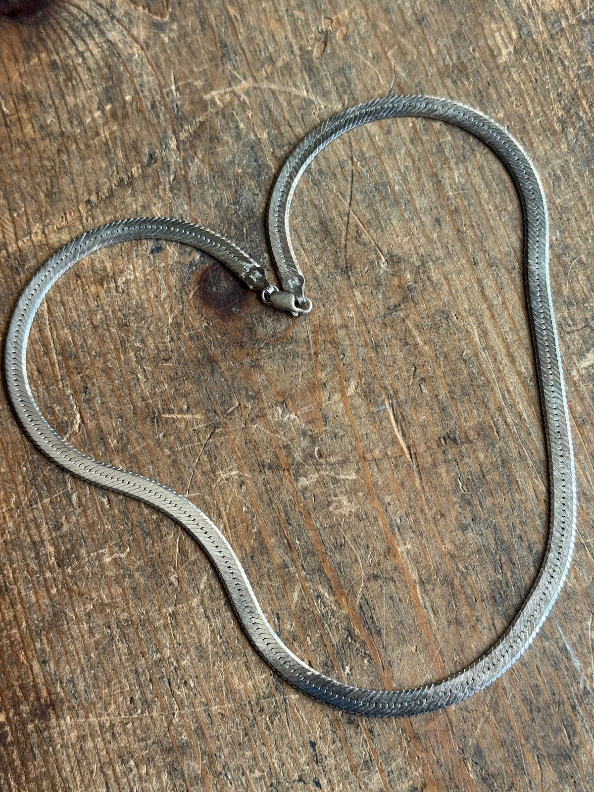 Vintage Sterling Silver 20” Etched Herringbone Chain