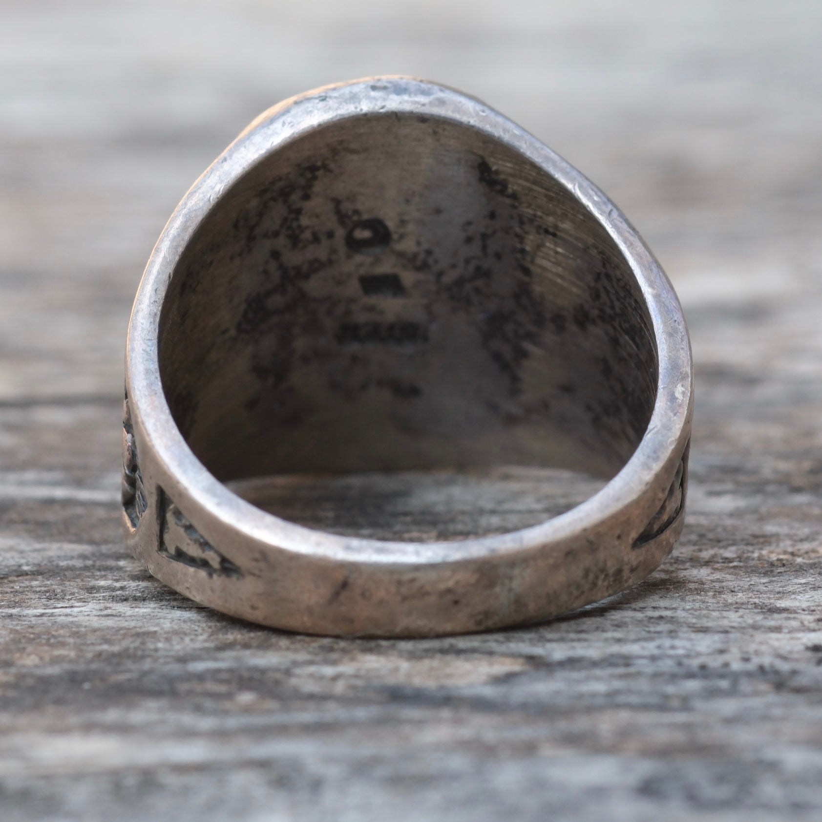 Vintage Sterling Hematite Thunderbird Ring 10