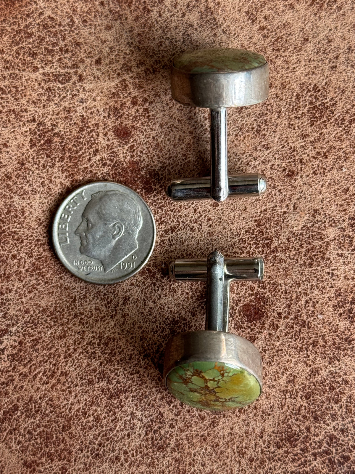 Vintage Sterling Silver Royston Turquoise Cufflinks