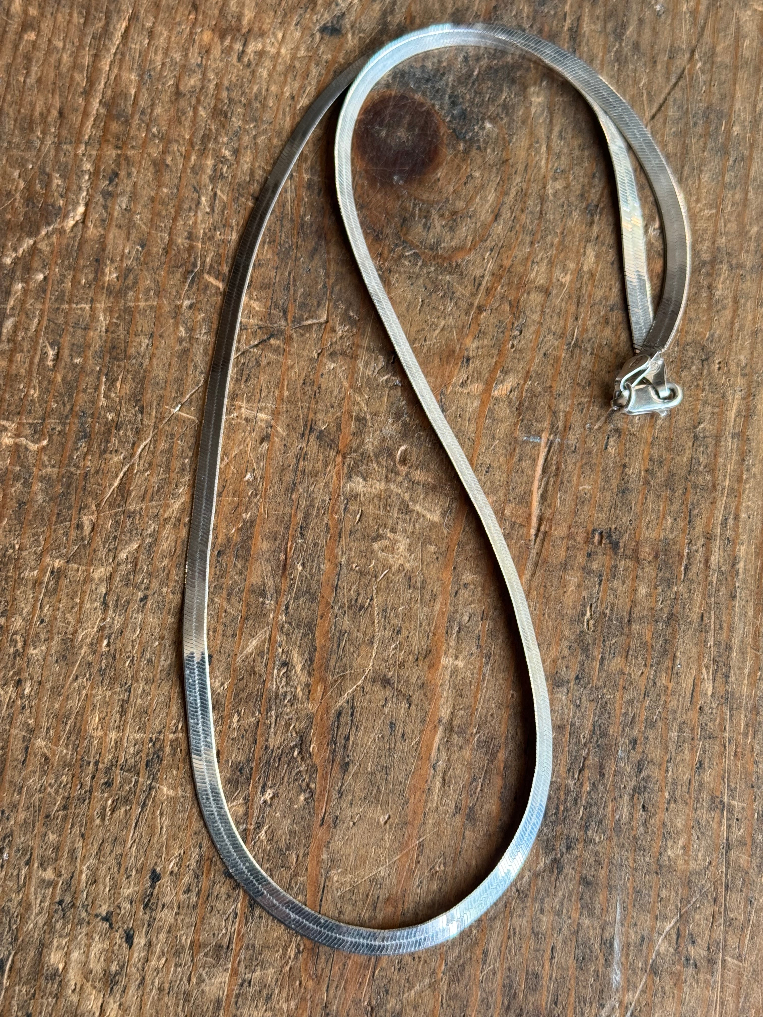 Vintage Sterling Silver 19” Herringbone Chain