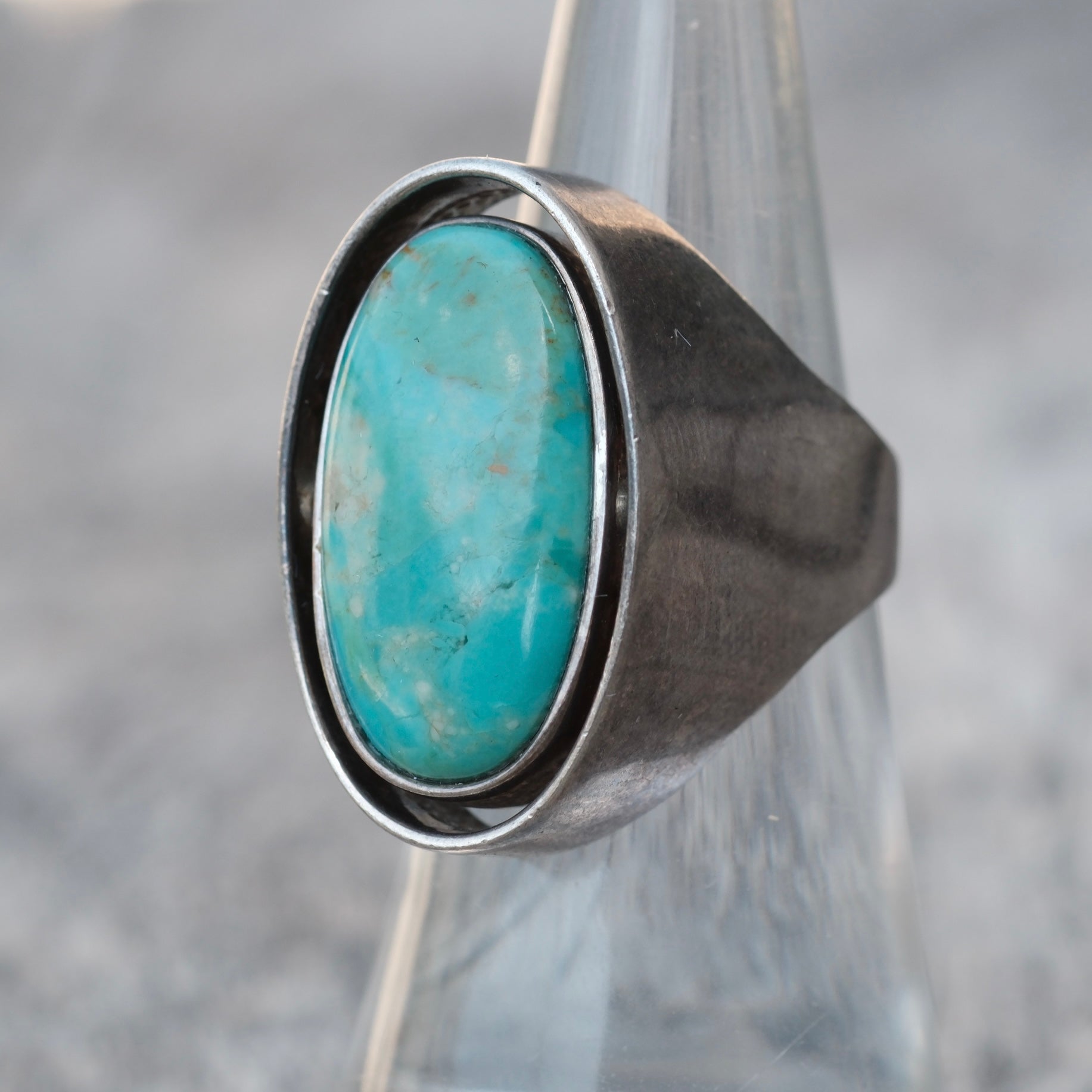 Vintage Sterling Turquoise and Lapis Reversible Ring 5.5