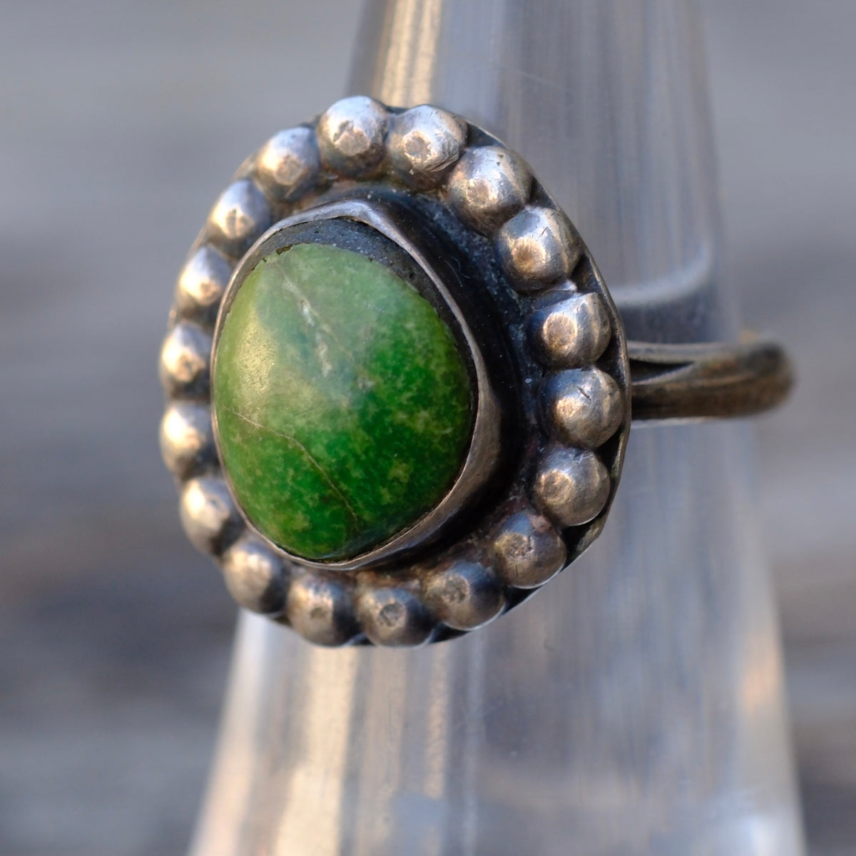 Vintage Sterling Turquoise Dotted Ring 5.25